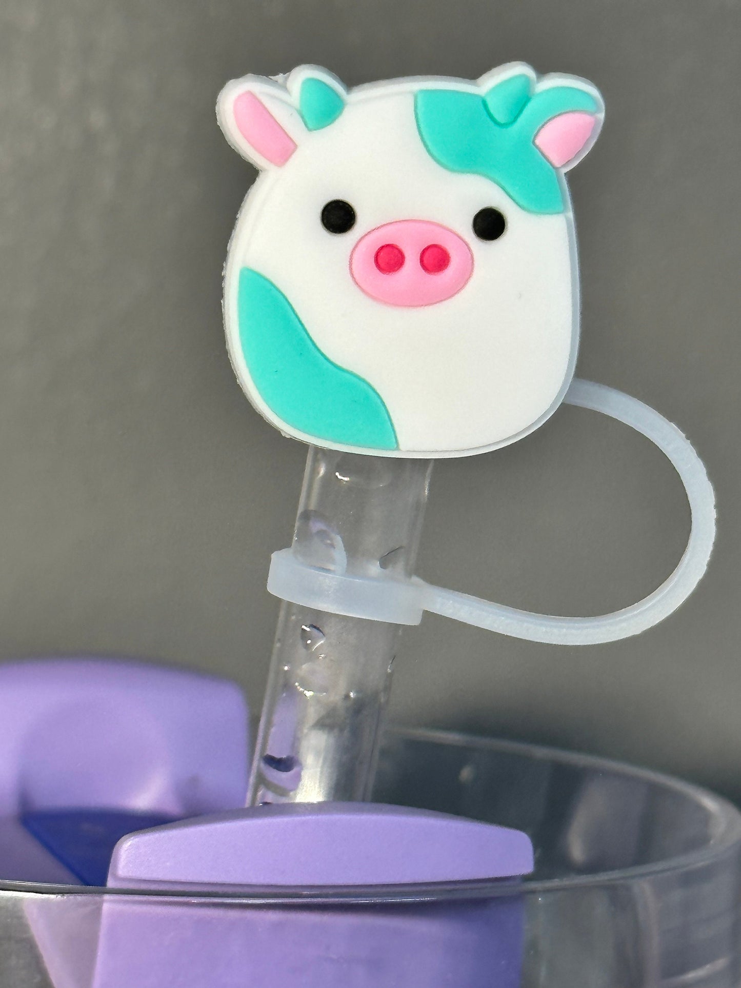 Straw Cap Cover/ Reusable/ Tumbler/ Stan Cup Accessories/ Charm/ cows/ Cow