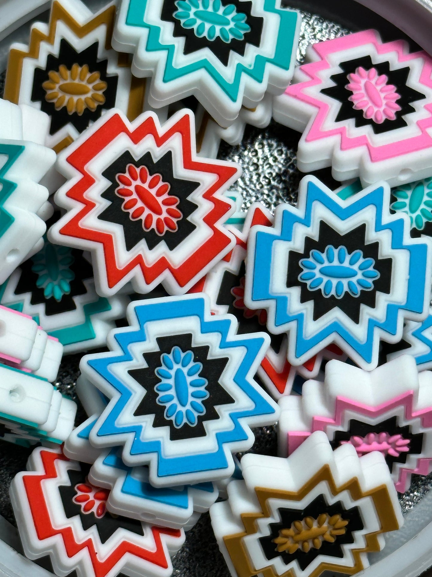 Aztec / Focal Bead/ beadable pen/ Silicone bead/ keychain bead/ cowboy/ native / Western