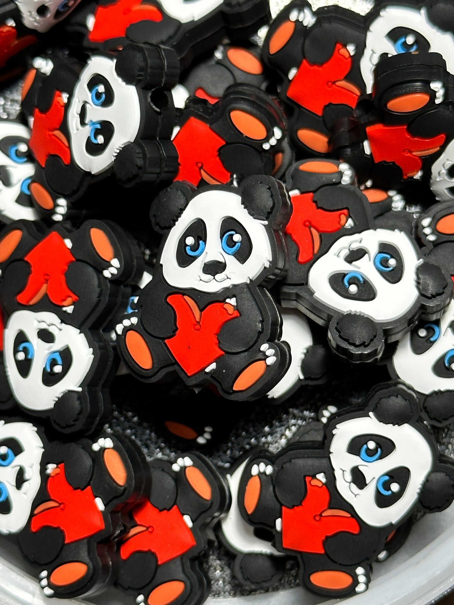 Panda bear/ Focal Bead/ beadable pen/ Silicone bead/ keychain bead/ heart / bear