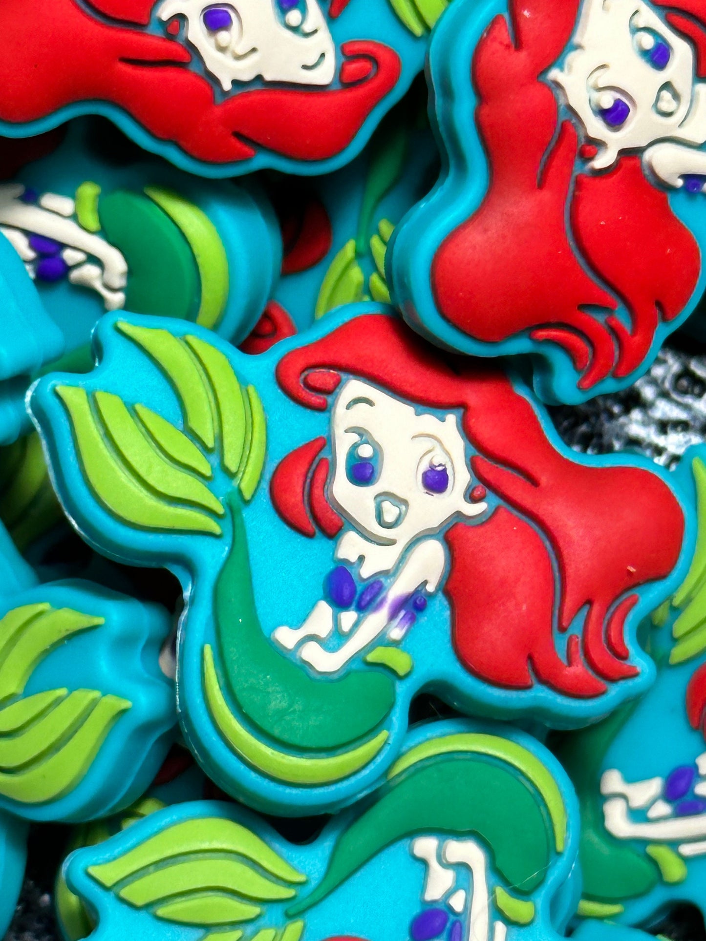 Focal Bead/ beadable pen/ Silicone bead/ keychain bead/ocean girl/ half fish