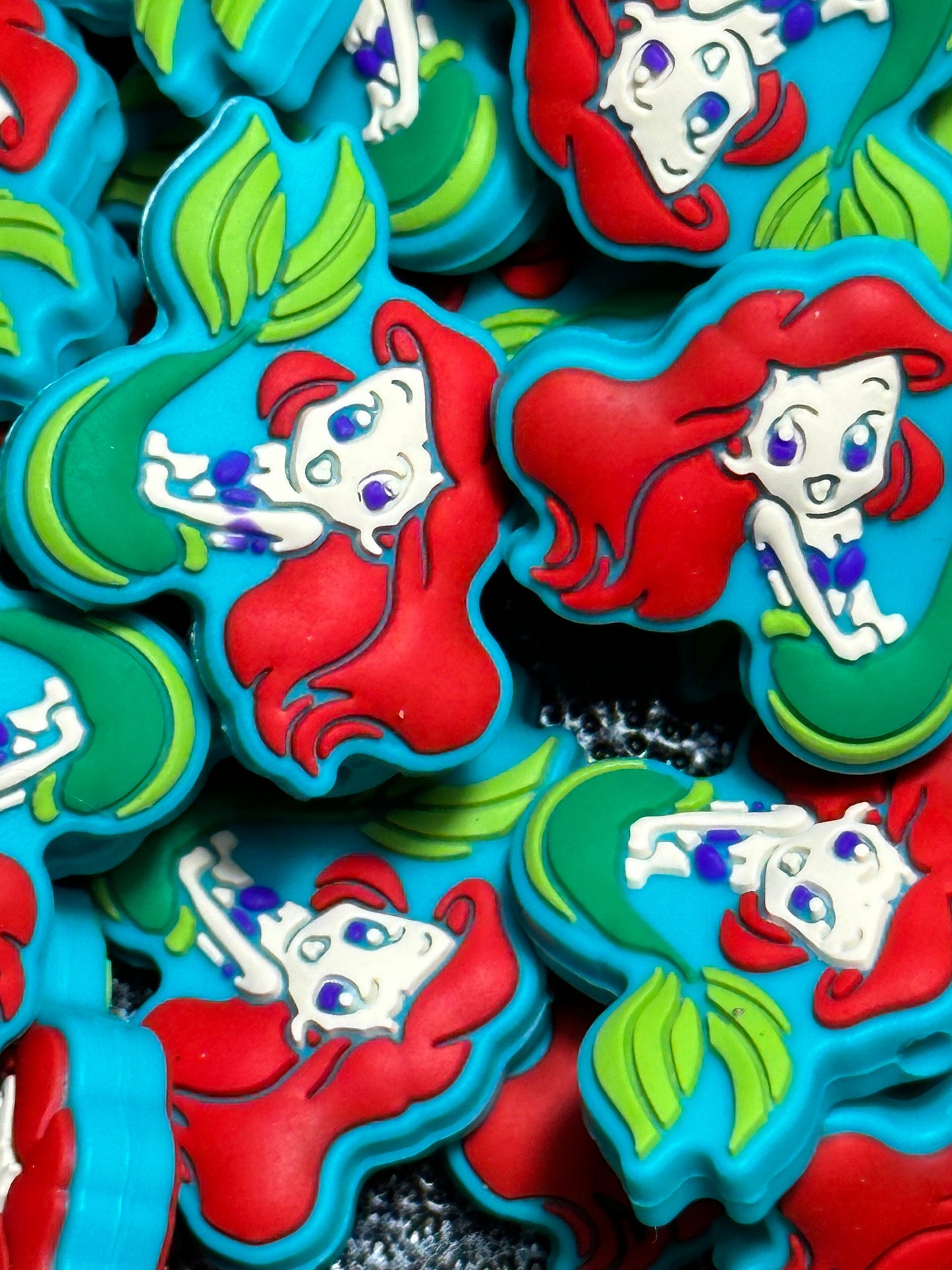 Focal Bead/ beadable pen/ Silicone bead/ keychain bead/ocean girl/ half fish