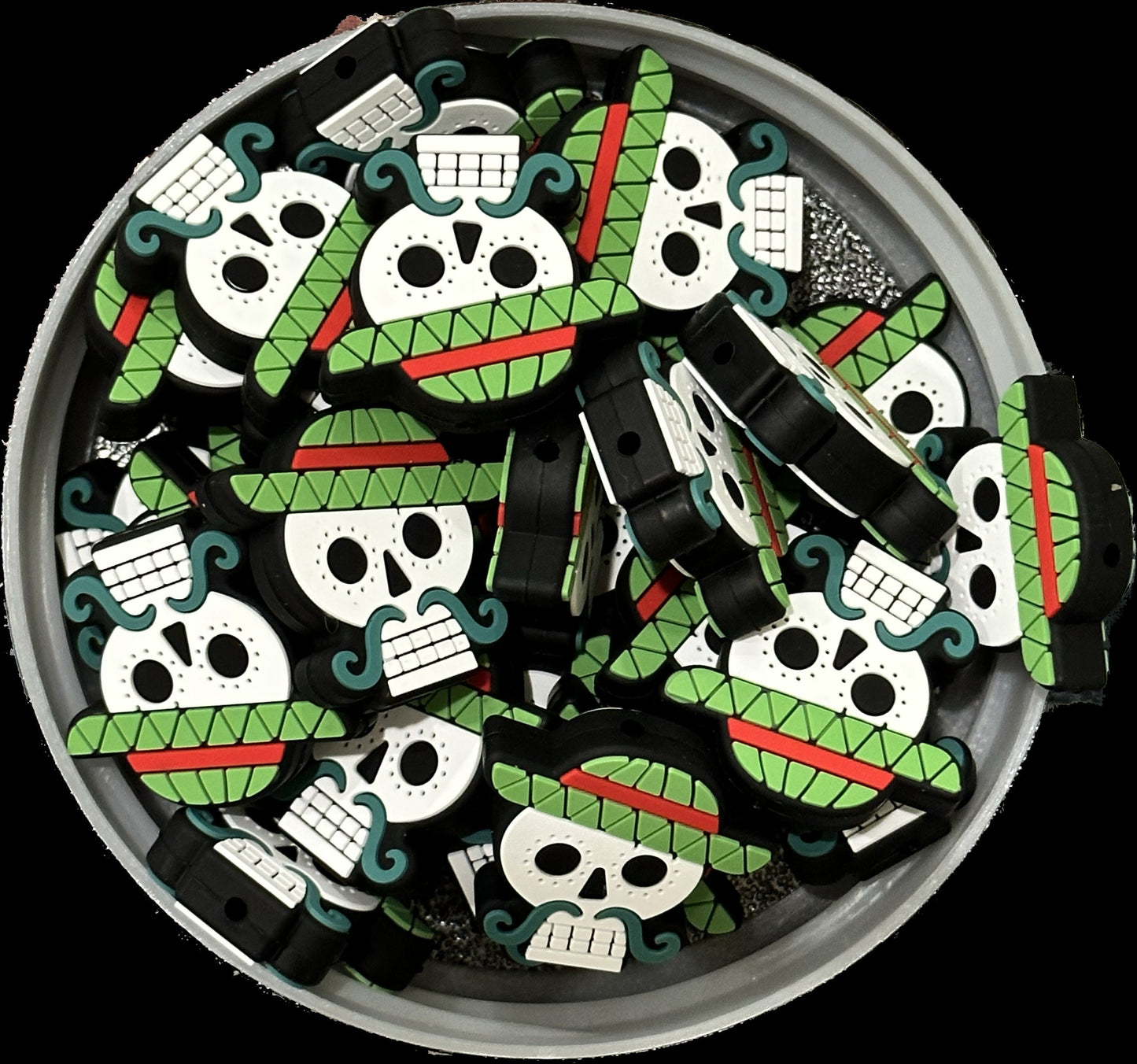 Mexican skull/ Focal Bead/ beadable pen/ Silicone bead/ keychain/sombrero skull