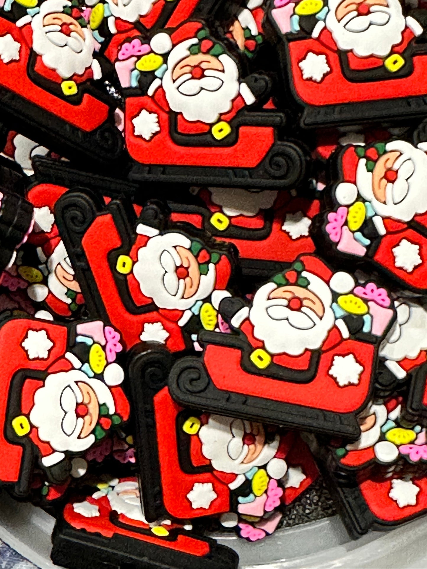 Santa Claus/ Sleigh/ Focal Bead/ beadable pen/ Silicone bead/ keychain bead/ Christmas