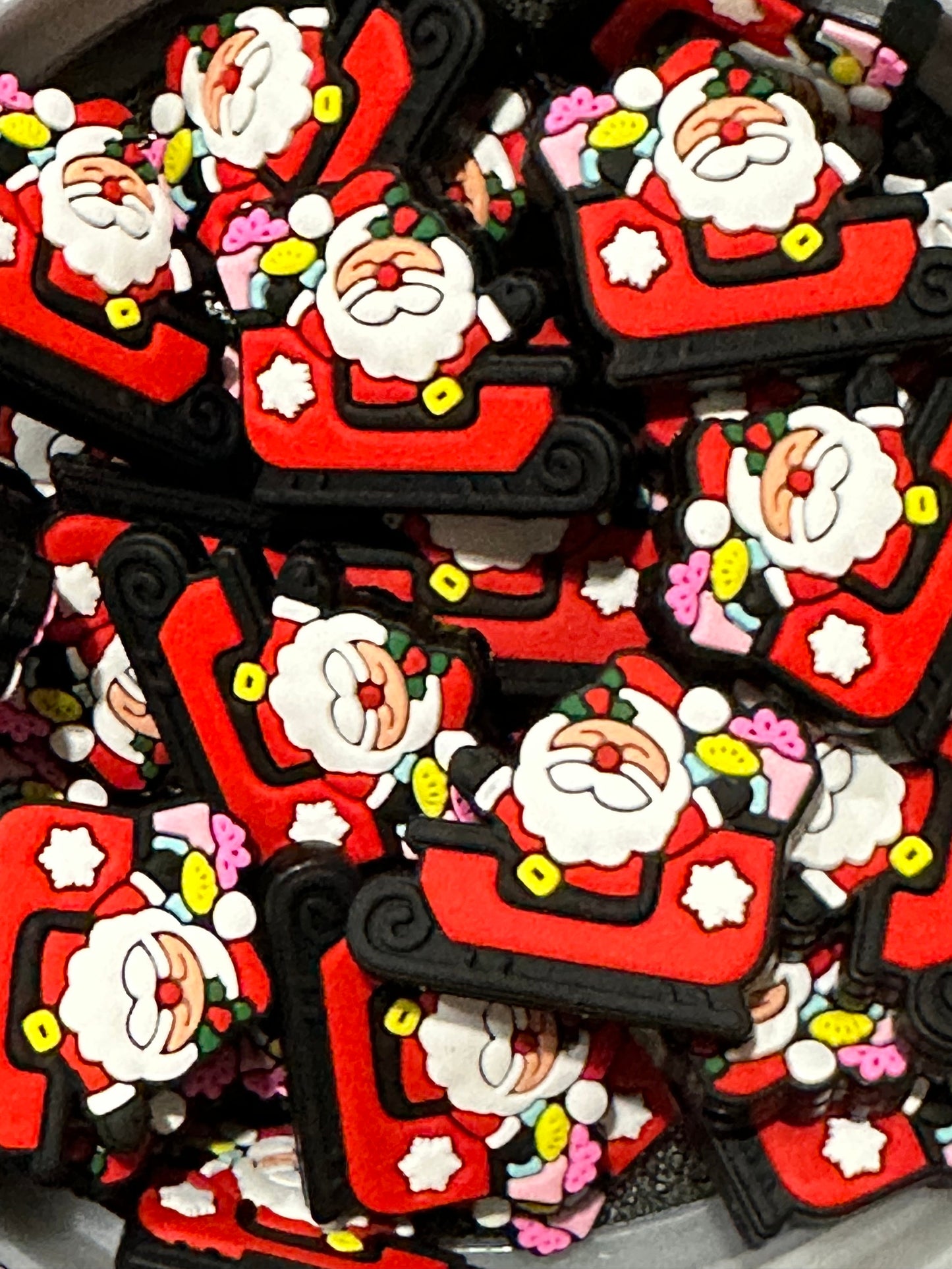 Santa Claus/ Sleigh/ Focal Bead/ beadable pen/ Silicone bead/ keychain bead/ Christmas