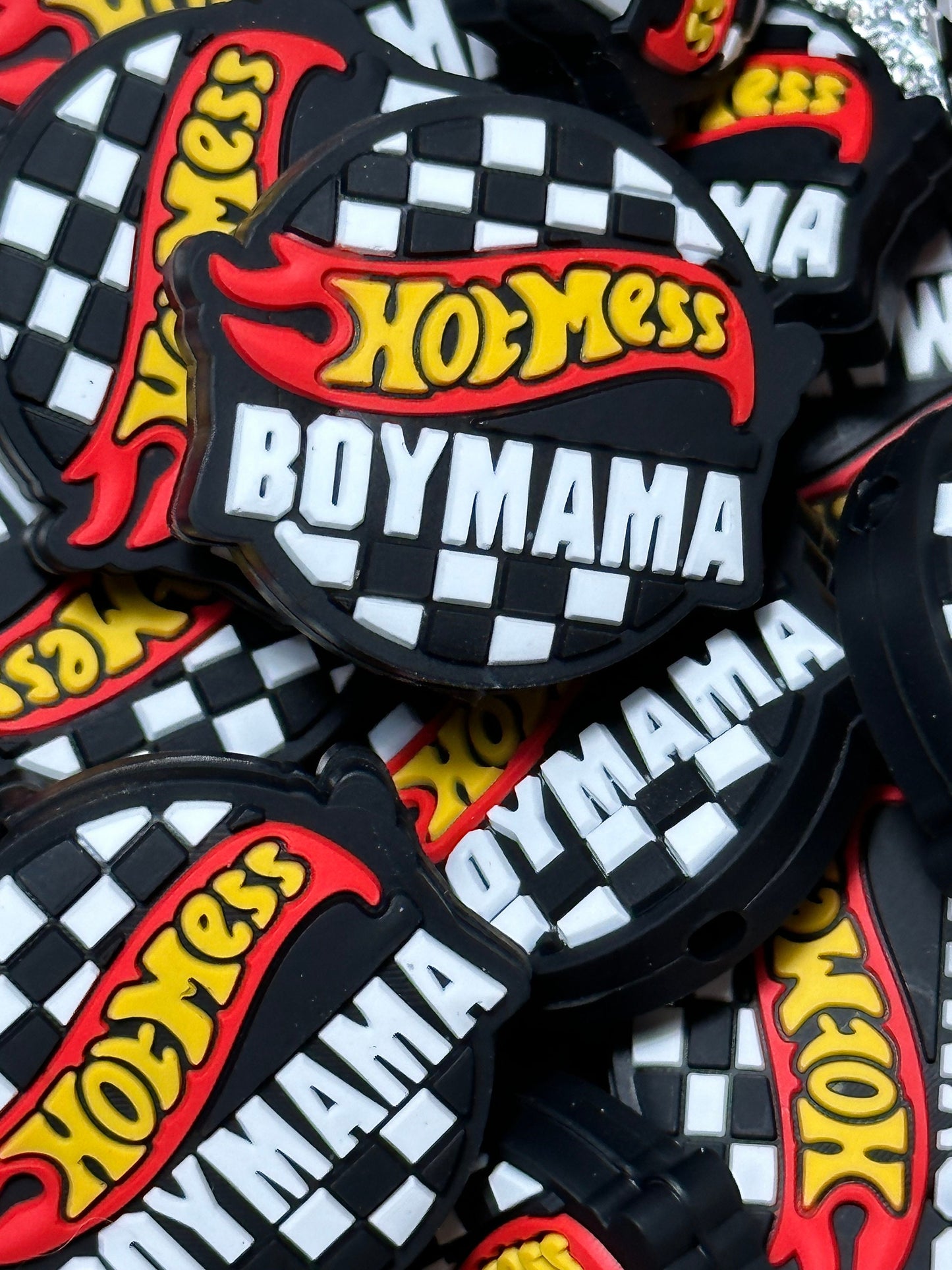Boy Mama/Focal Bead/ beadable pen/ Silicone bead/ keychain beads/ Hot Mess/Mom