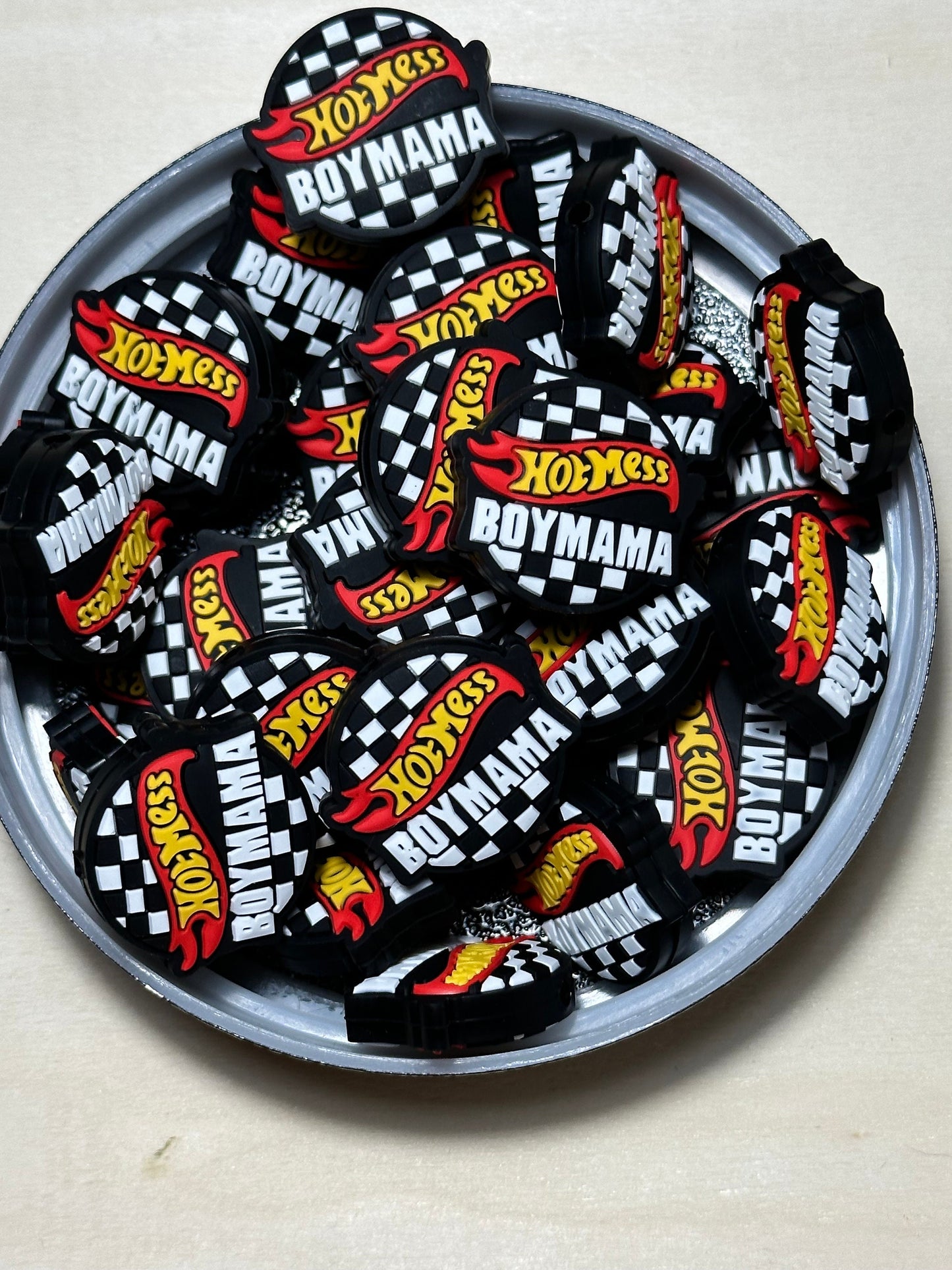 Boy Mama/Focal Bead/ beadable pen/ Silicone bead/ keychain beads/ Hot Mess/Mom