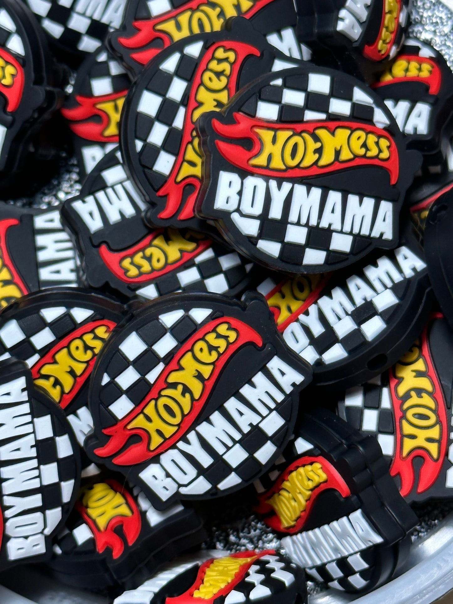 Boy Mama/Focal Bead/ beadable pen/ Silicone bead/ keychain beads/ Hot Mess/Mom