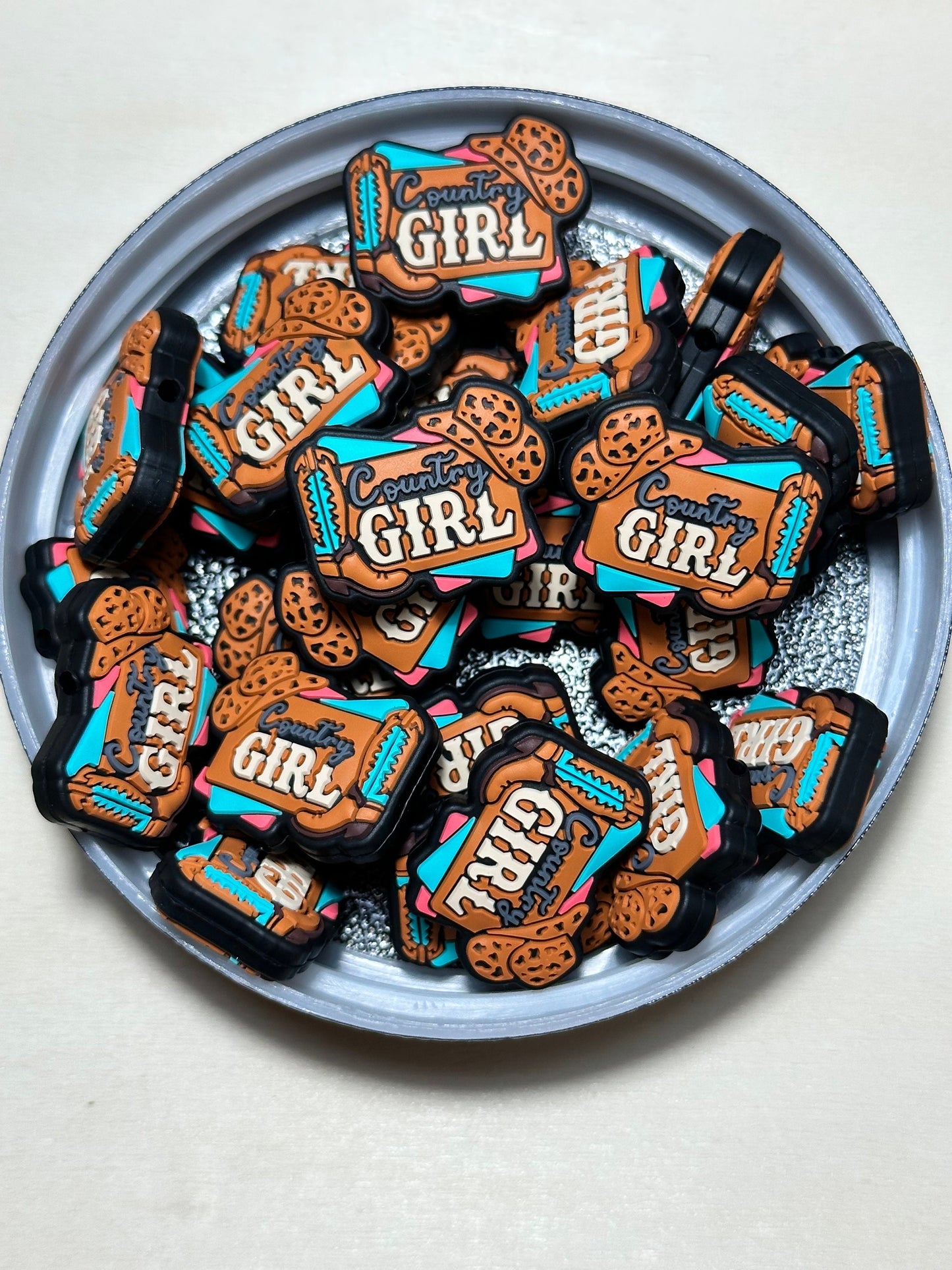 Country girl/Focal Bead/ beadable pen/ Silicone bead/ keychain beads/ boots/ western/cowgirl/boots