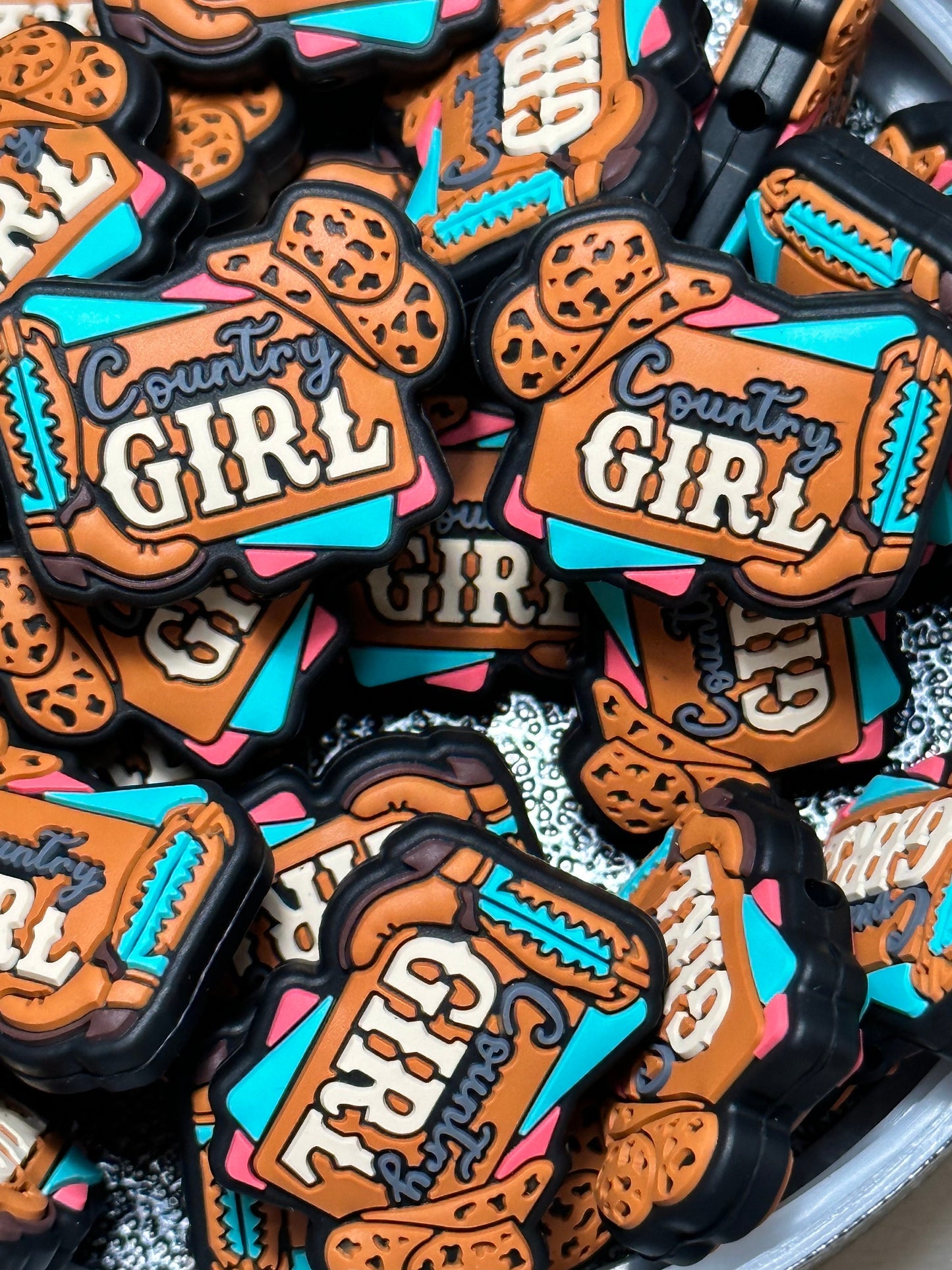 Country girl/Focal Bead/ beadable pen/ Silicone bead/ keychain beads/ boots/ western/cowgirl/boots