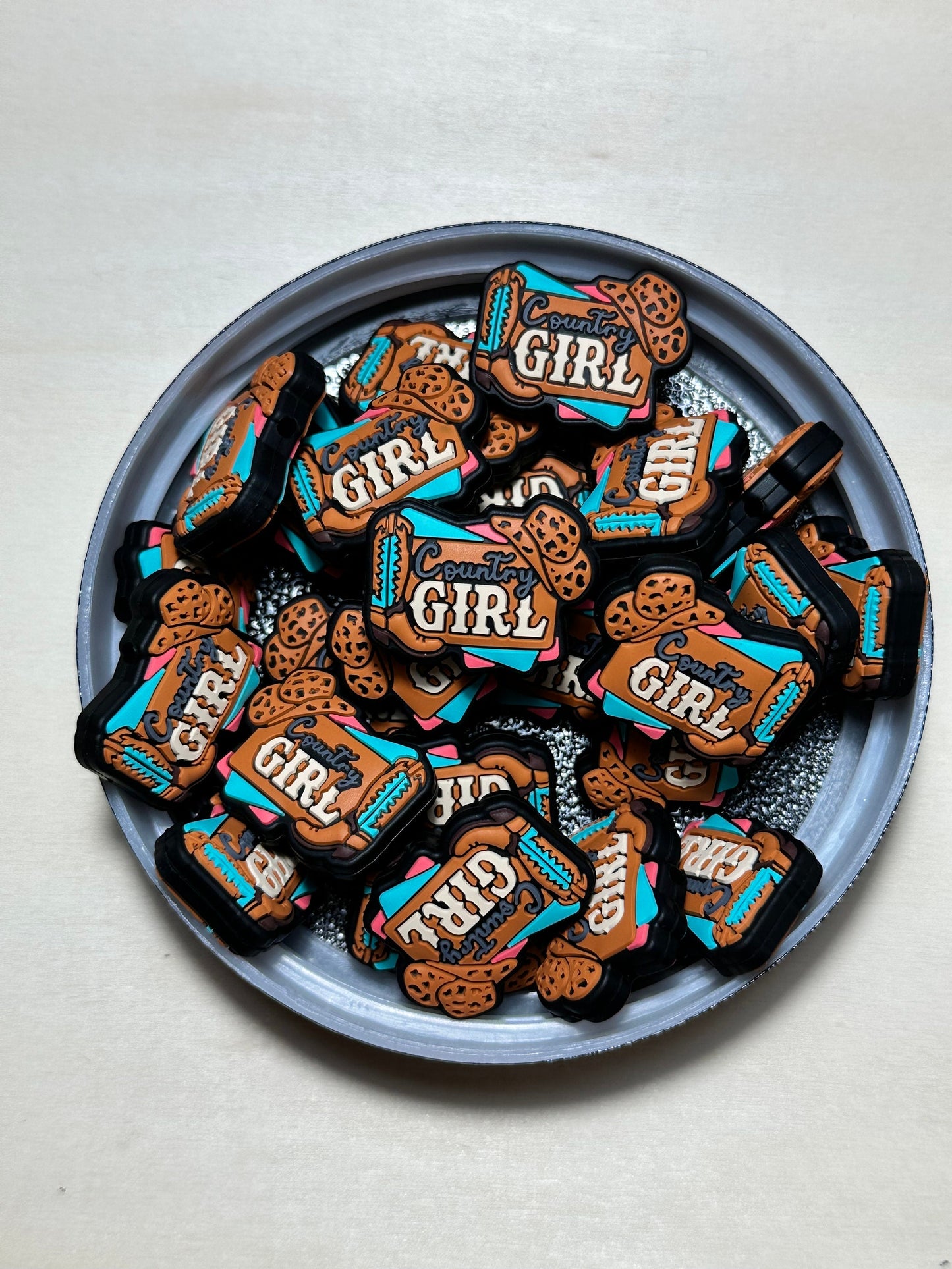 Country girl/Focal Bead/ beadable pen/ Silicone bead/ keychain beads/ boots/ western/cowgirl/boots