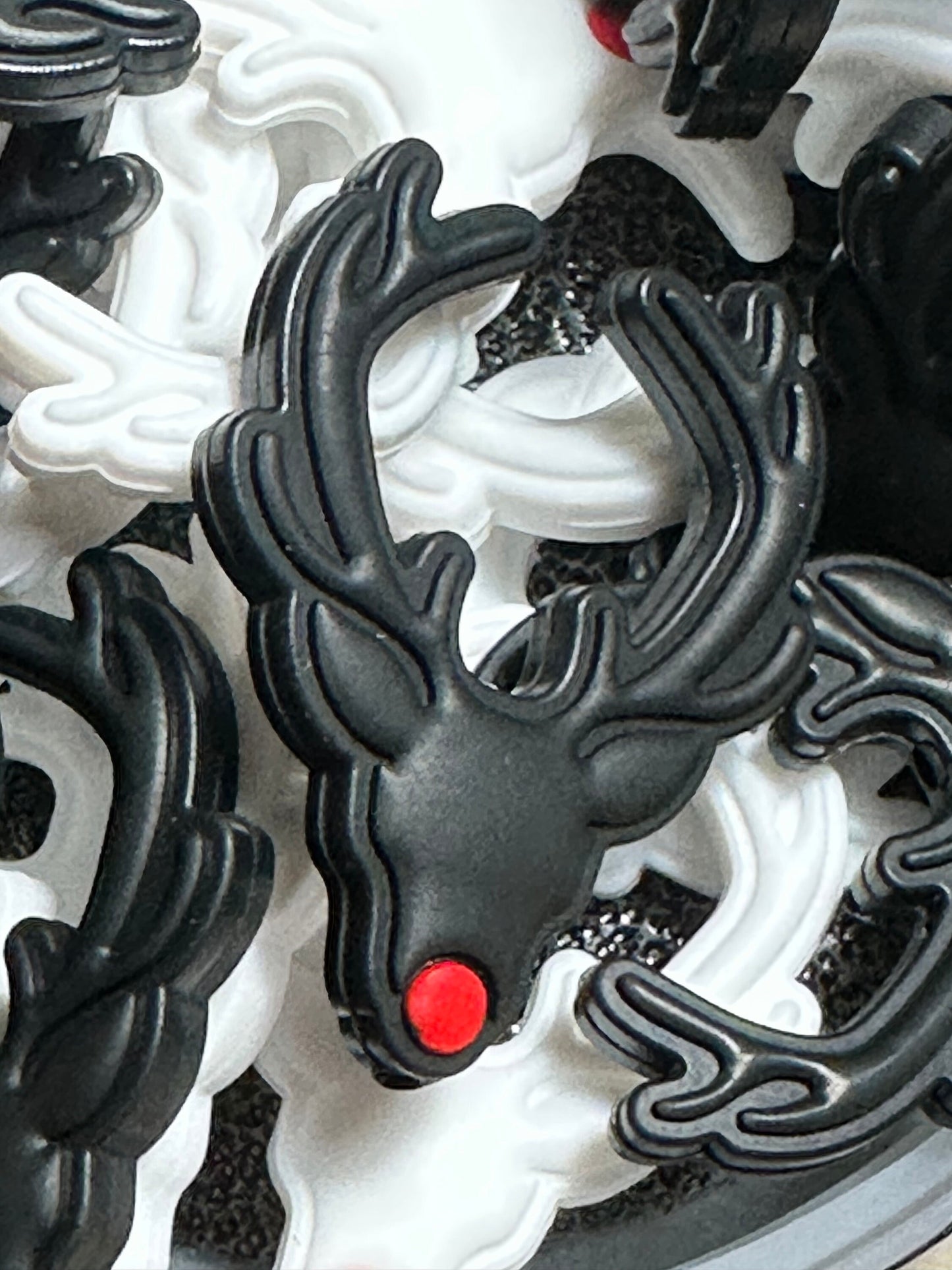 Deer with antlers/ Focal Bead/ beadable pen/ Silicone bead/ keychain beads/ red nosed deer