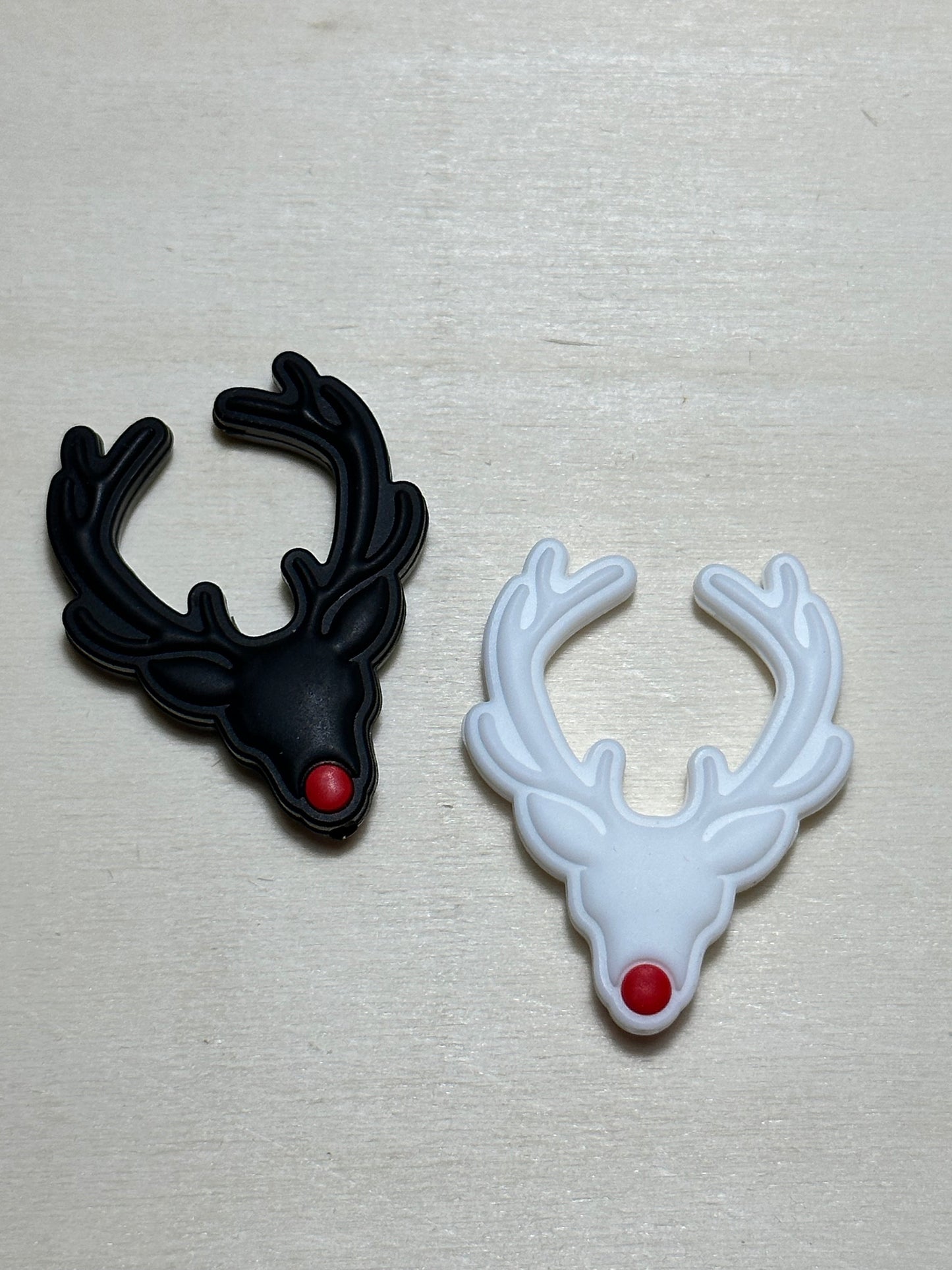 Deer with antlers/ Focal Bead/ beadable pen/ Silicone bead/ keychain beads/ red nosed deer