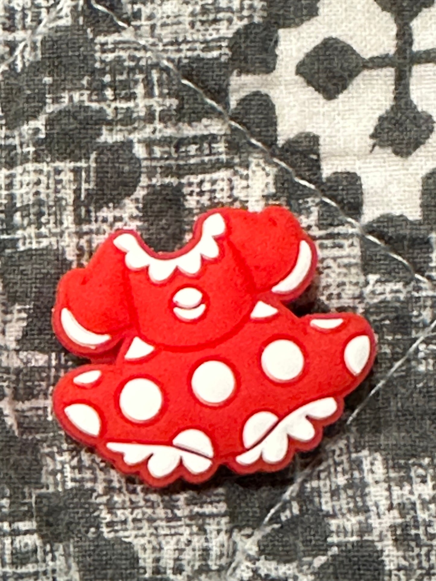 Favorite/Focal Bead/ beadable pen/ Silicone bead/ keychain beads/ red dress with dots and head