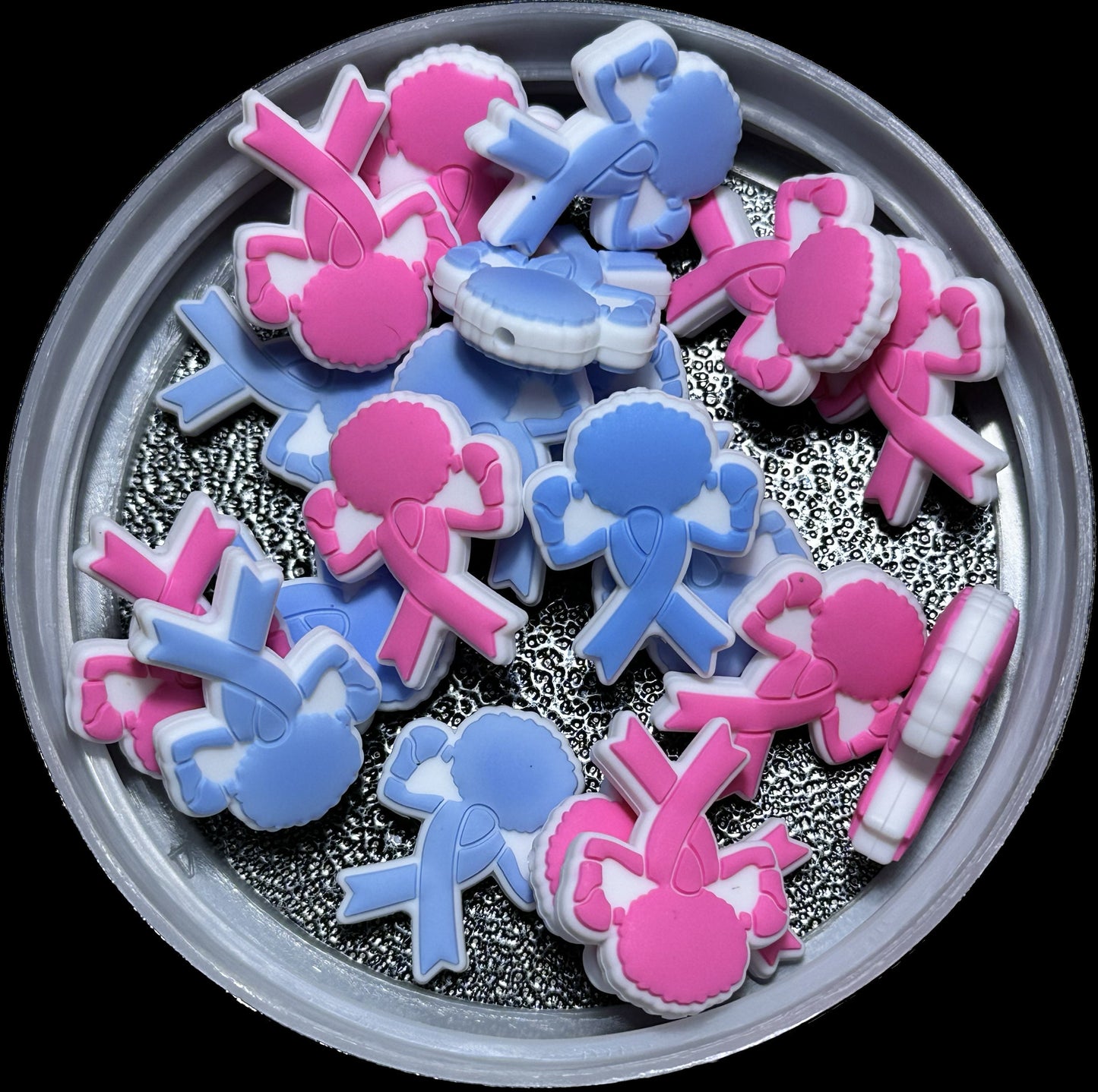 Beat Cancer / Focal Bead/ beadable pen/ Silicone bead/ keychain bead/ Pink ribbon/ breast cancer for men/ blue ribbon/ survivor