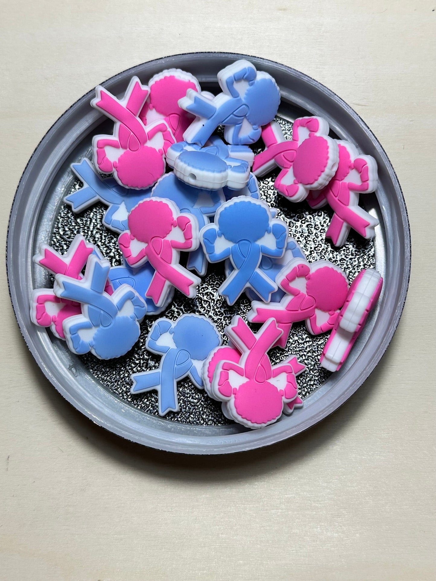 Beat Cancer / Focal Bead/ beadable pen/ Silicone bead/ keychain bead/ Pink ribbon/ breast cancer for men/ blue ribbon/ survivor