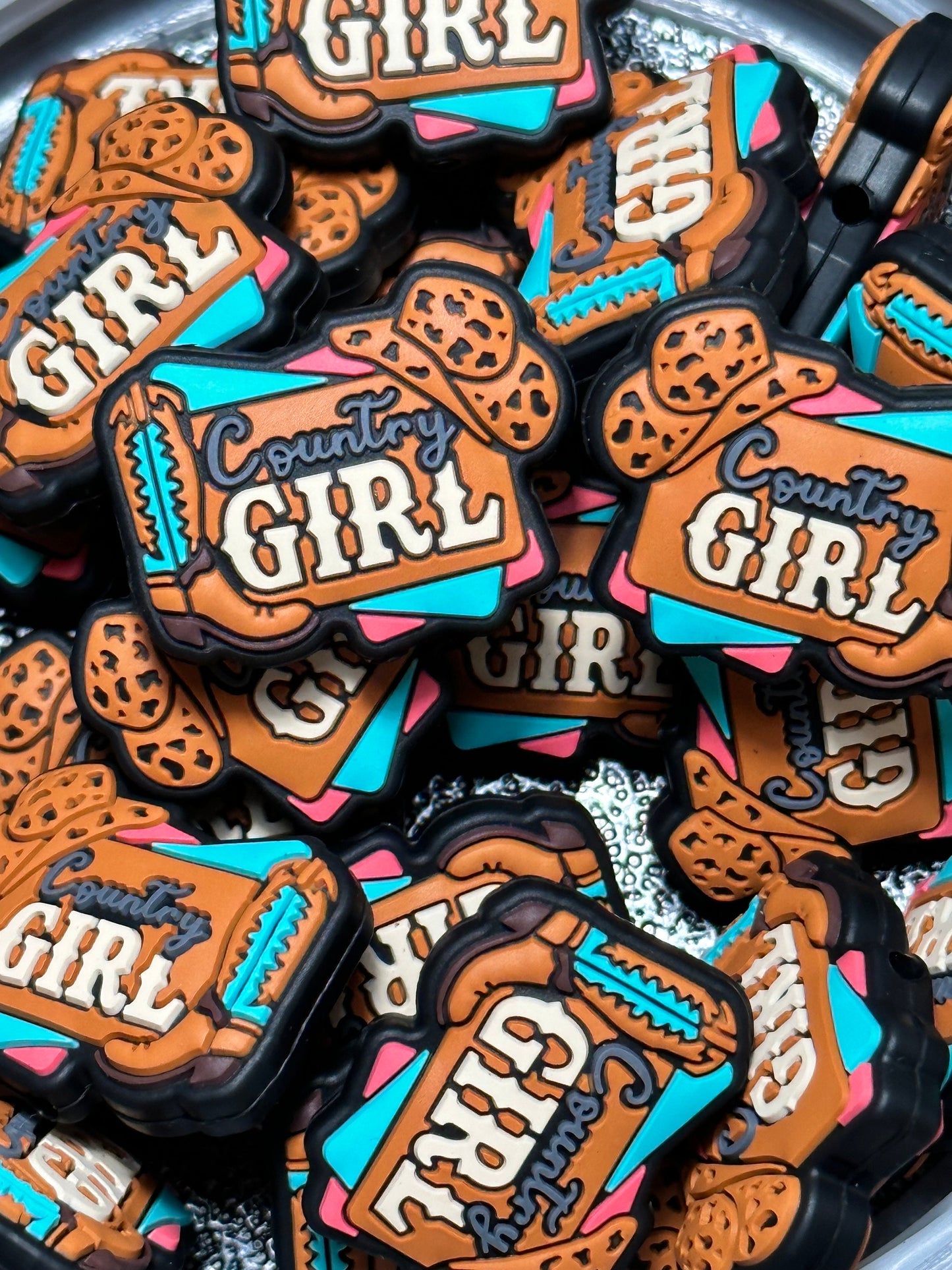 Country girl/Focal Bead/ beadable pen/ Silicone bead/ keychain beads/ boots/ western/cowgirl/boots