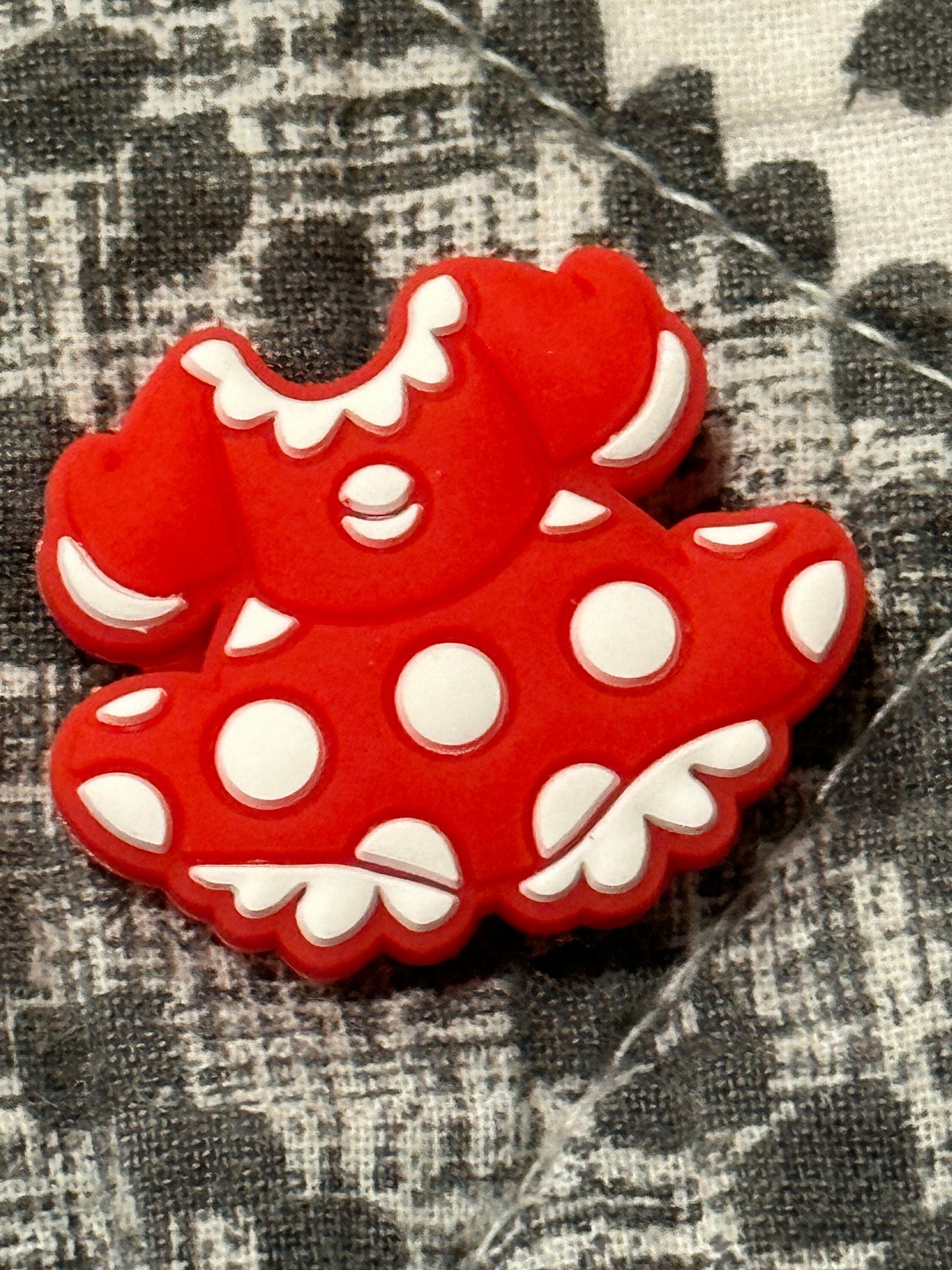 Favorite/Focal Bead/ beadable pen/ Silicone bead/ keychain beads/ red dress with dots and head