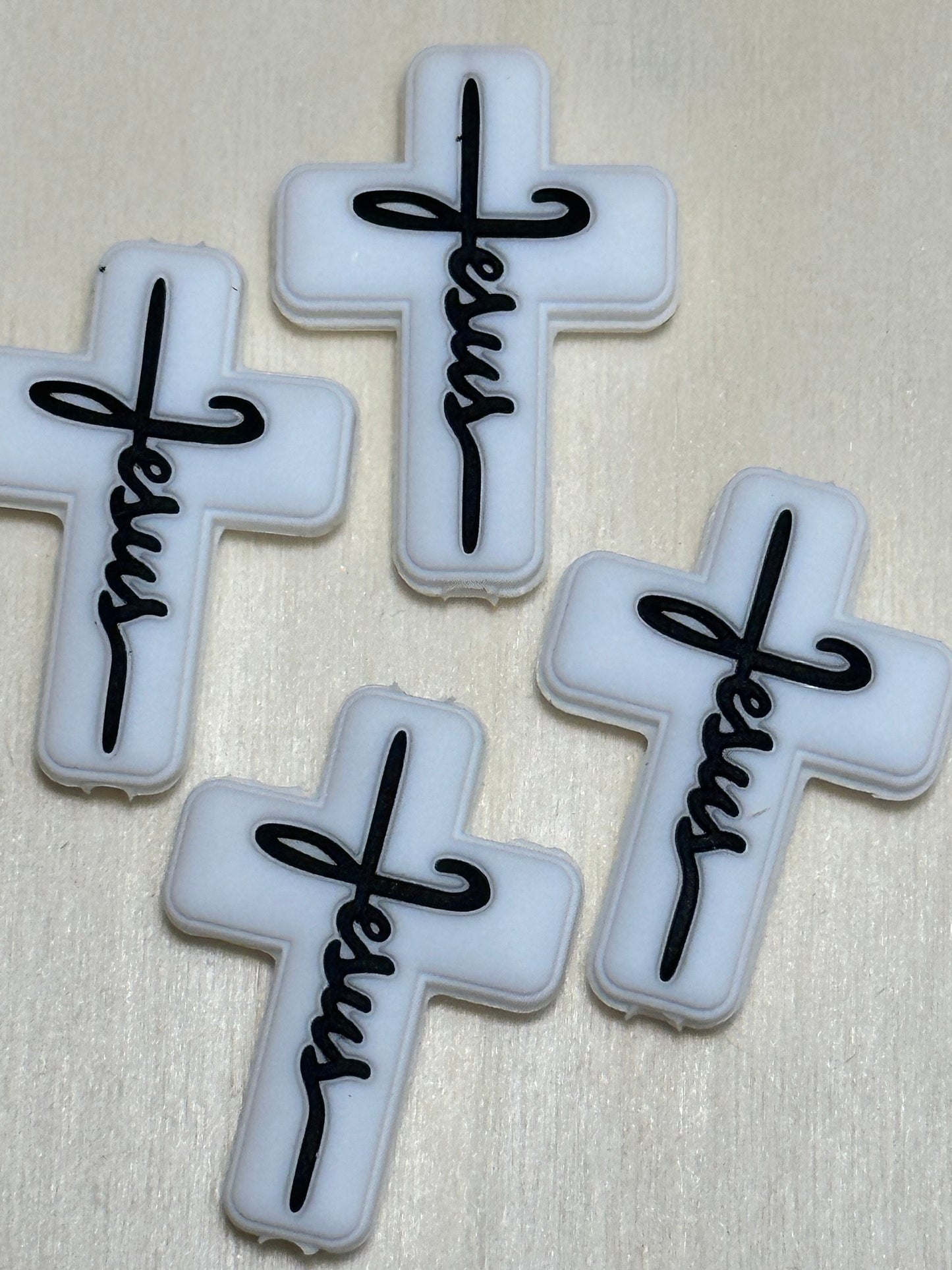 Cross with Jesus Focal Bead/ beadable pen/ Silicone bead / many colors