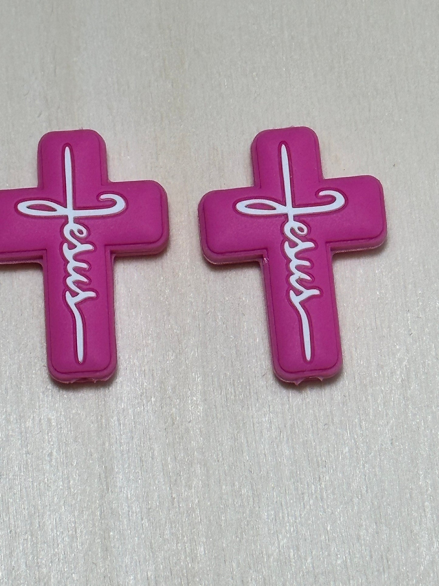 Cross with Jesus Focal Bead/ beadable pen/ Silicone bead / many colors