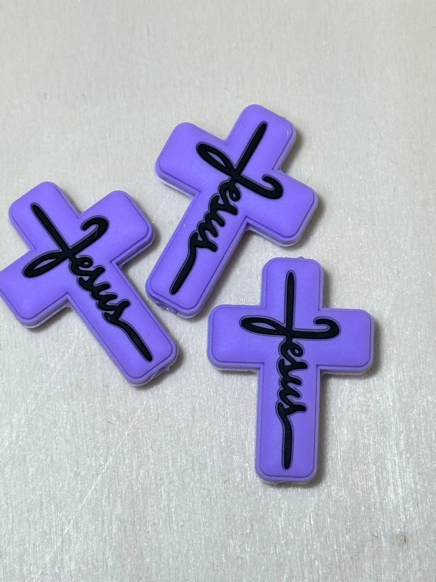 Cross with Jesus Focal Bead/ beadable pen/ Silicone bead / many colors