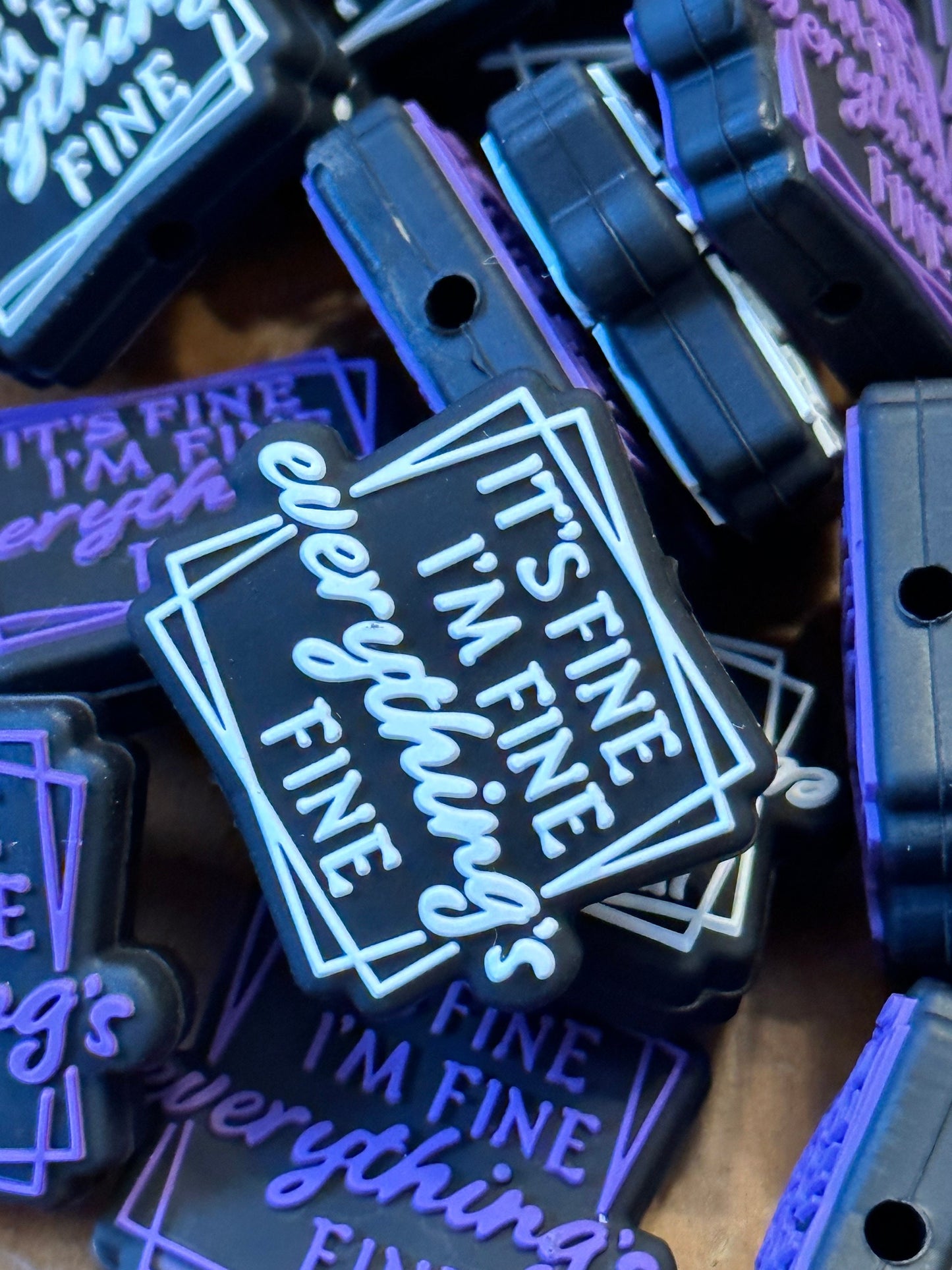 I’m fine/ Uplifting words/ Focal Bead/ beadable pen/ Silicone bead/ keychain bead/