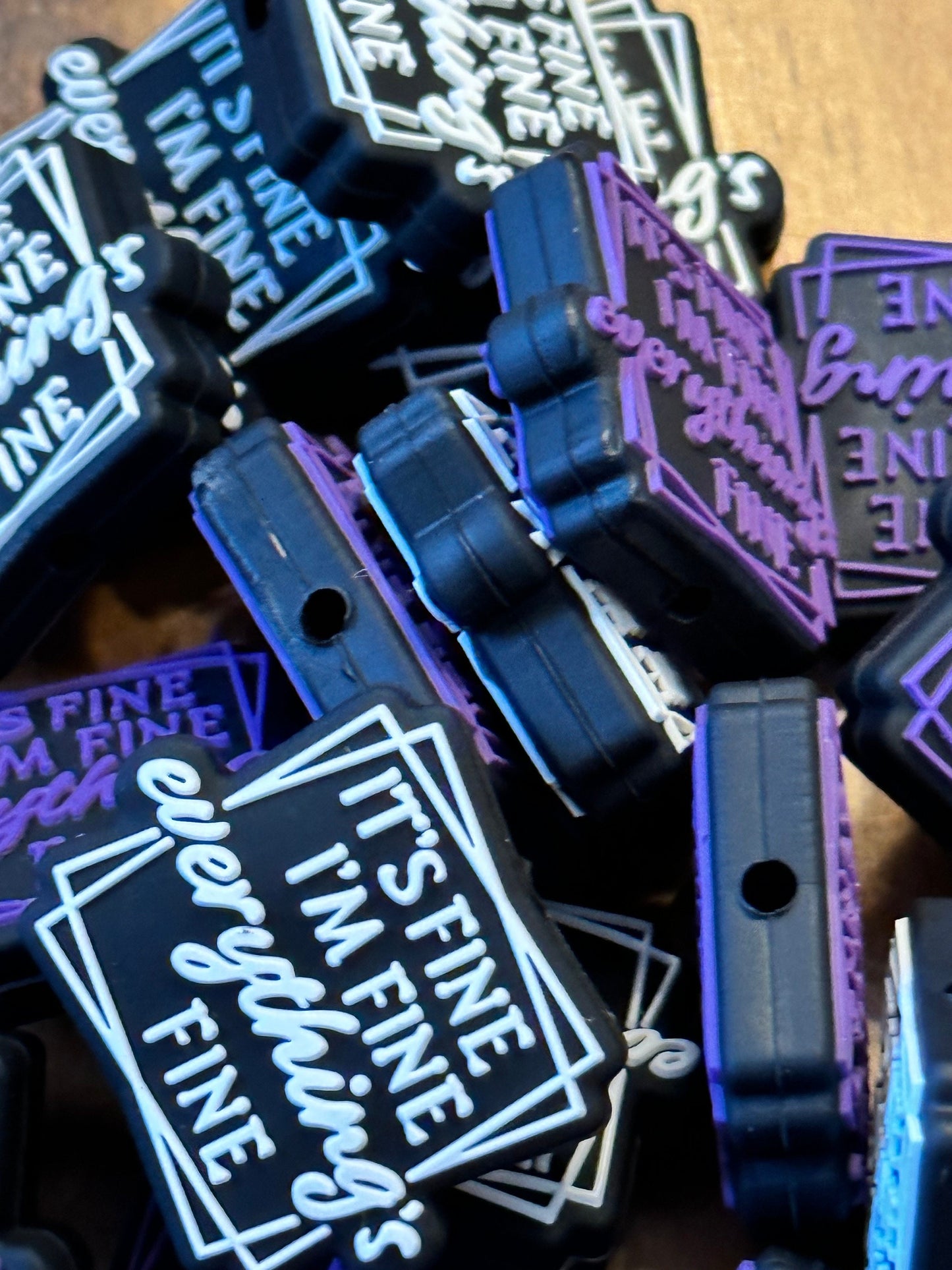 I’m fine/ Uplifting words/ Focal Bead/ beadable pen/ Silicone bead/ keychain bead/