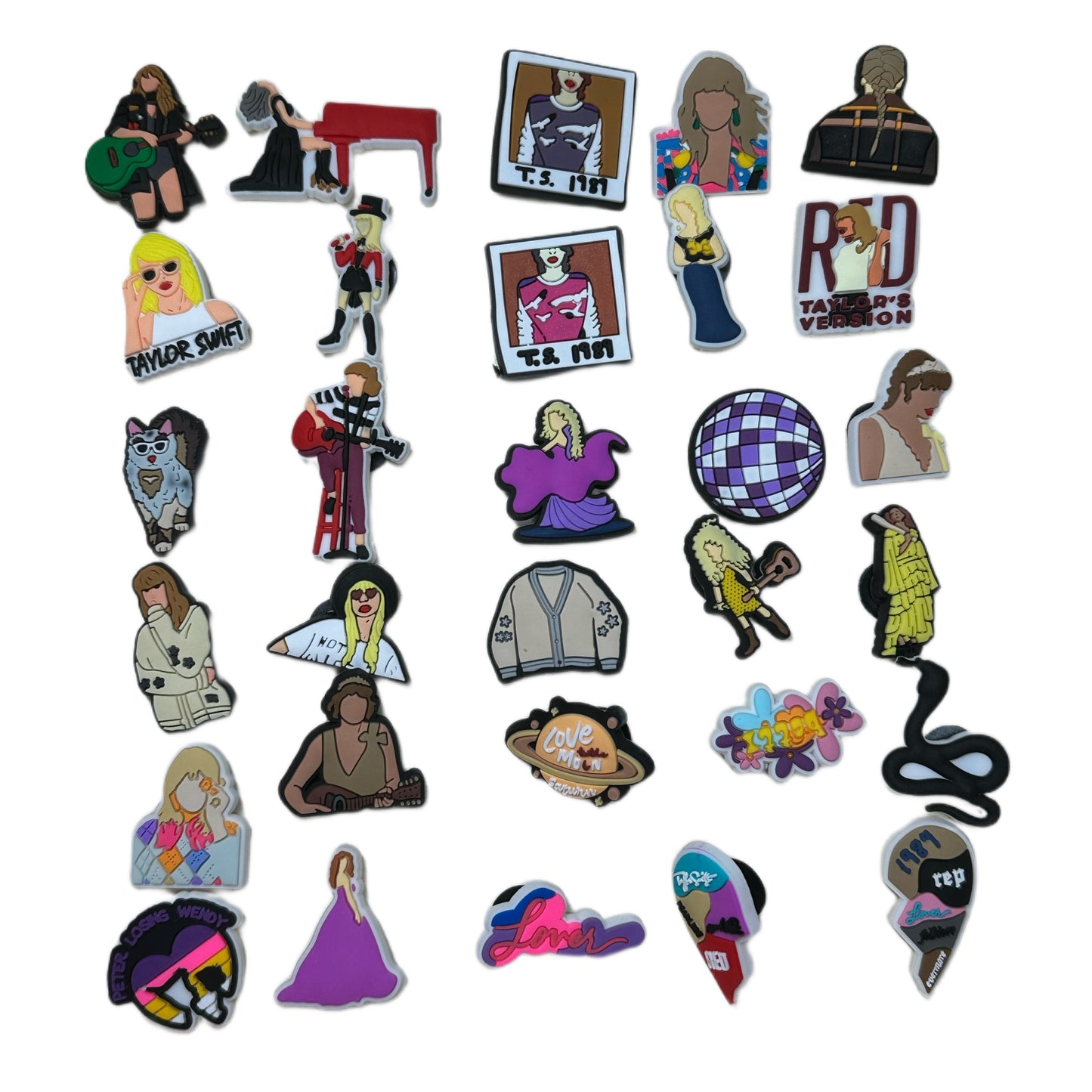 Taylor Swift Shoe Charms/Jibs/Shoe bling/ for shoes with holes/Swifties/ TS/ shoe jewelry