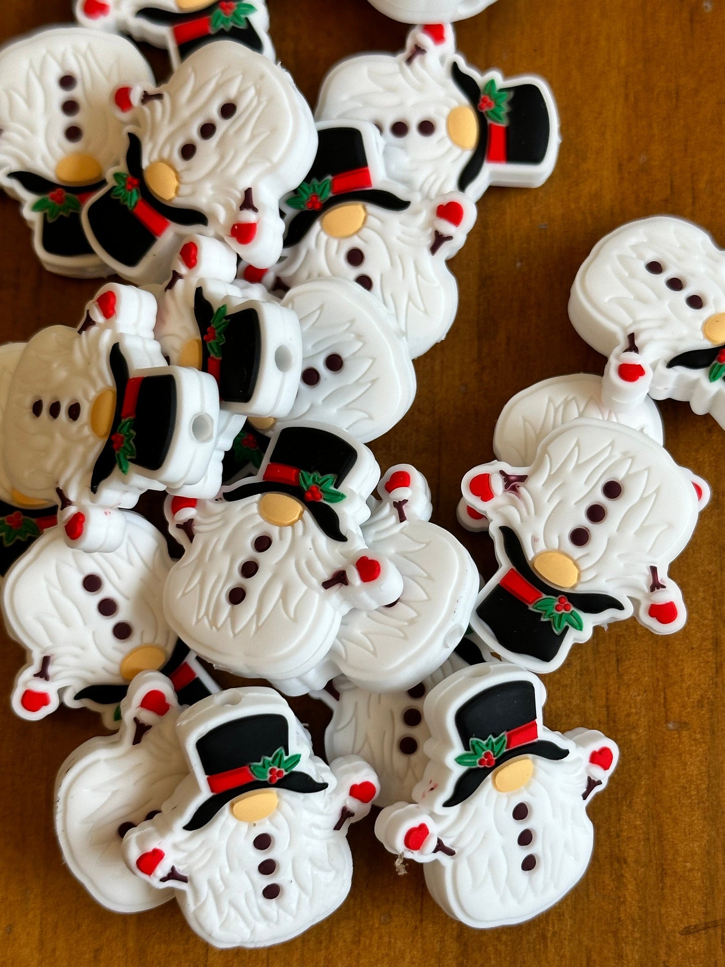 Christmas snowman gnome/ Gnome/Focal Bead/ holiday / beadable pen/Silicone bead/ keychain bead