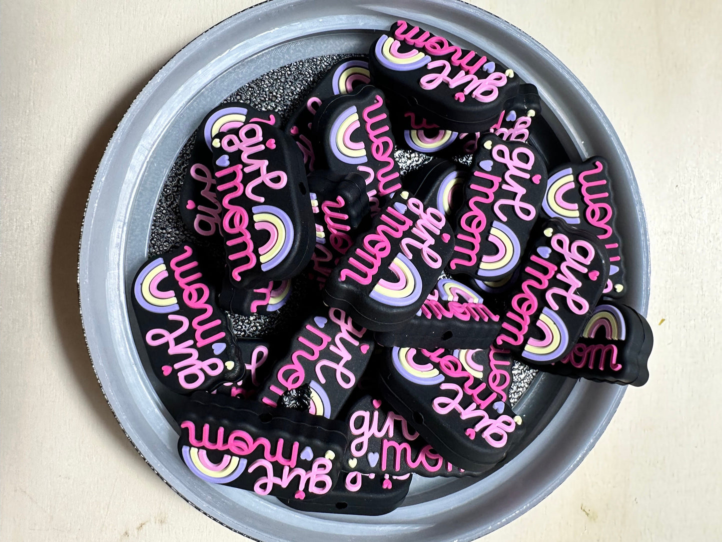 Girl mom/Focal Bead/ beadable pen/ Silicone bead/ keychain beads/ rainbow/ mama