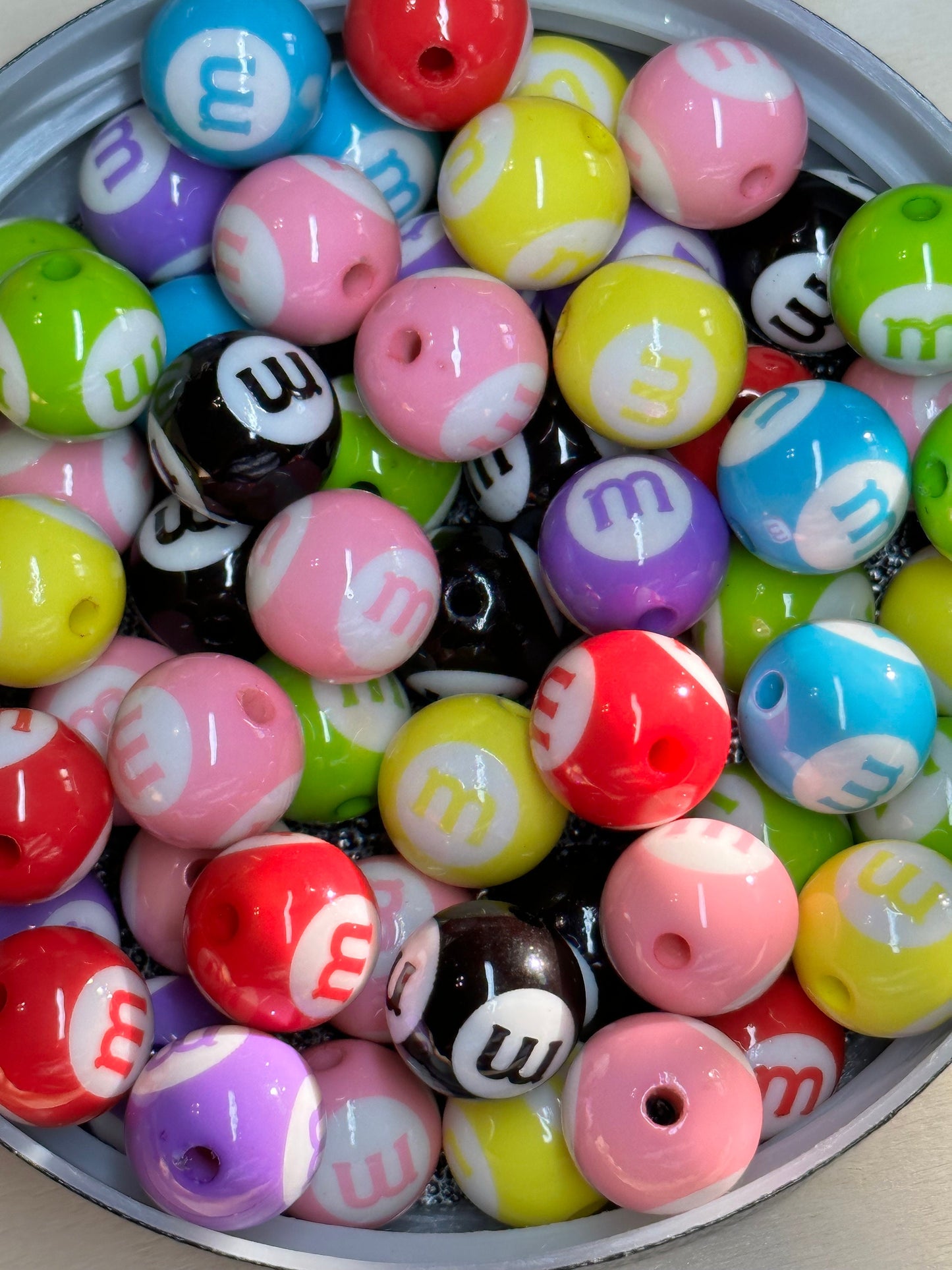 Ten (10) Acrylic mmm Beads included/swirl Bead/ beadable pen/ keychain bead/ colorful beads/assorted colors