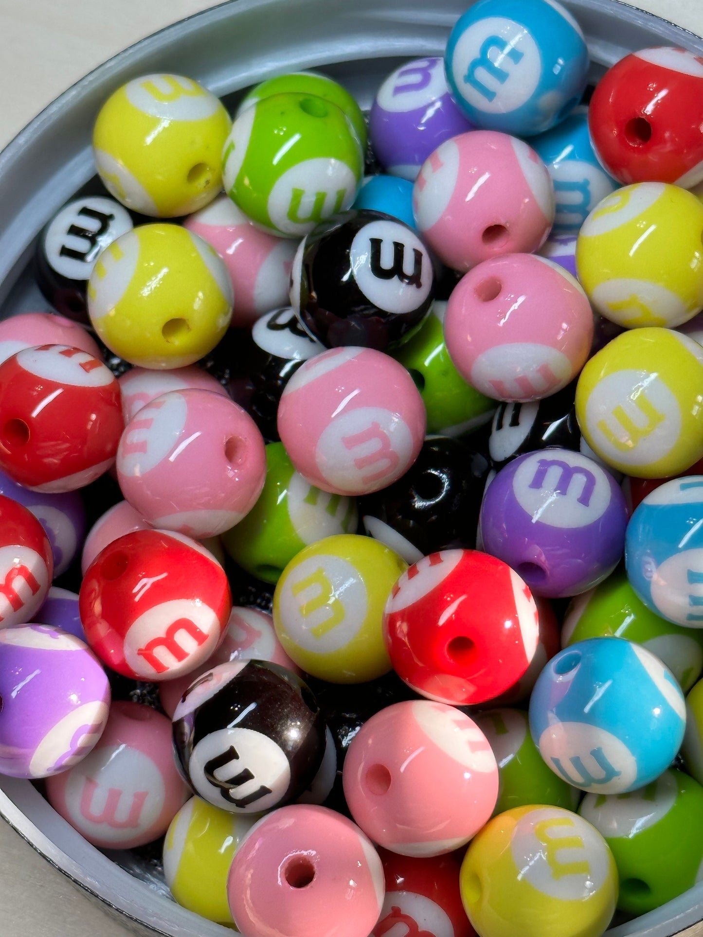 Ten (10) Acrylic mmm Beads included/swirl Bead/ beadable pen/ keychain bead/ colorful beads/assorted colors