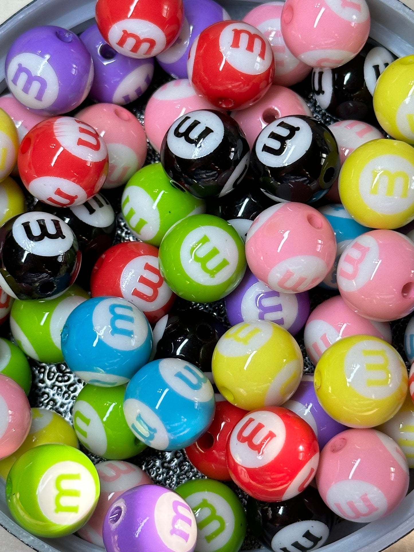 Ten (10) Acrylic mmm Beads included/swirl Bead/ beadable pen/ keychain bead/ colorful beads/assorted colors