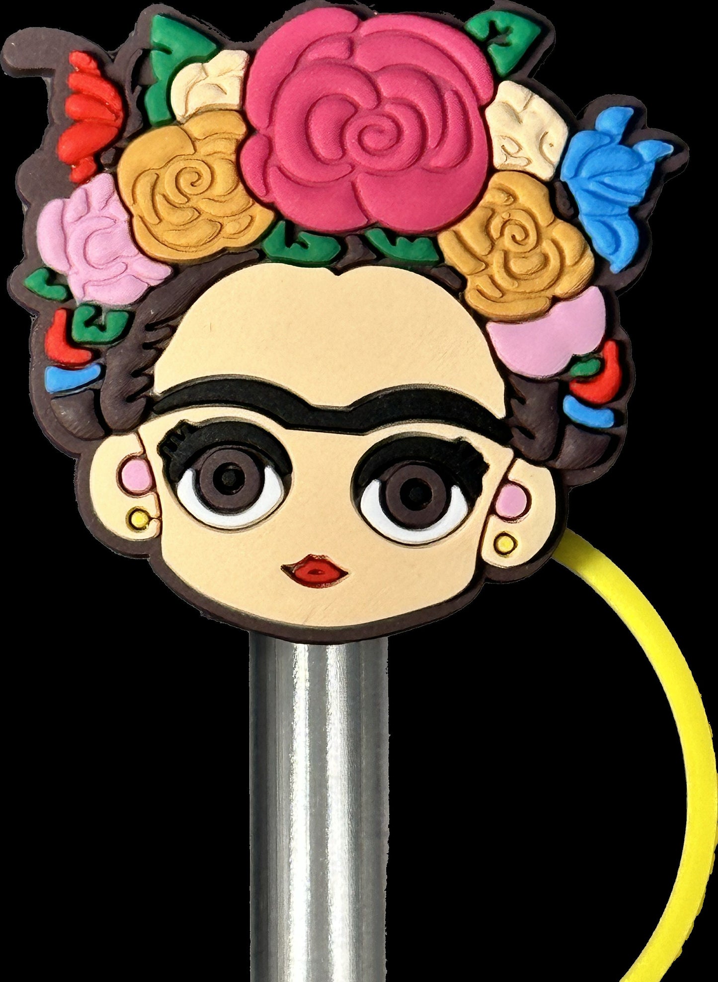 Straw Cap Cover/ Reusable/ Tumbler/ Stan Cup Accessories/ Mexican artist/ Feminist/Straw Charm/ Frida
