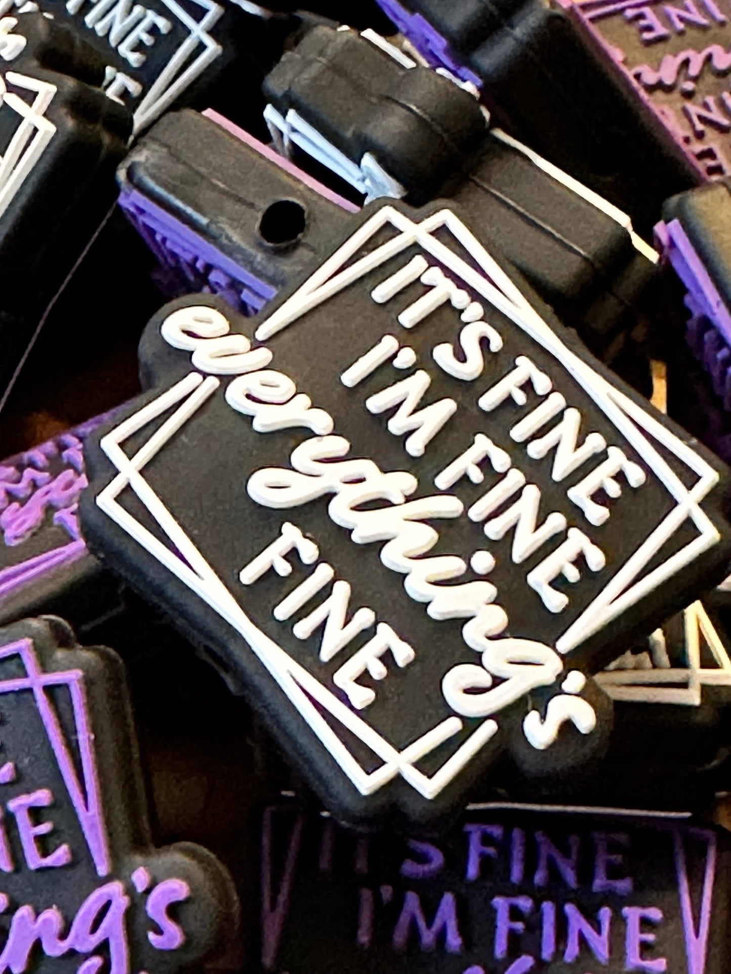 I’m fine/ Uplifting words/ Focal Bead/ beadable pen/ Silicone bead/ keychain bead/