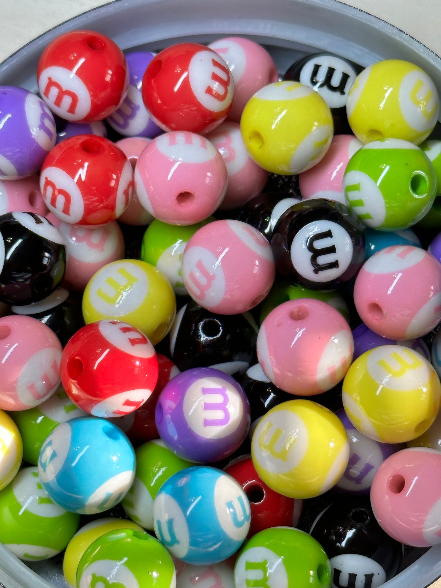 Ten (10) Acrylic mmm Beads included/swirl Bead/ beadable pen/ keychain bead/ colorful beads/assorted colors