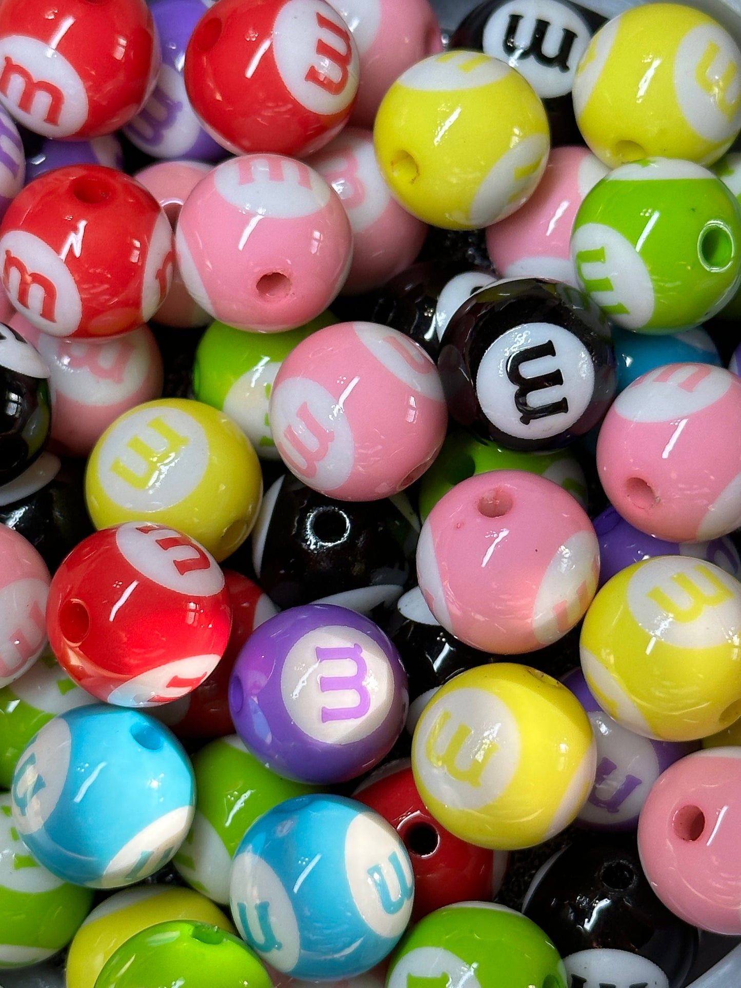 Ten (10) Acrylic mmm Beads included/swirl Bead/ beadable pen/ keychain bead/ colorful beads/assorted colors