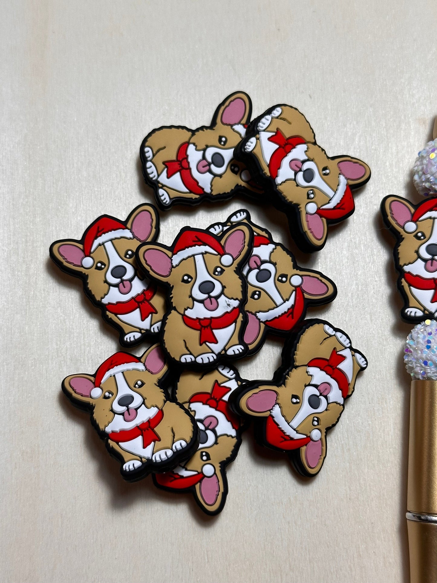 Christmas Focal Bead/ beadable pen/ Silicone bead/ animal/ keychain bead/ puppy/
