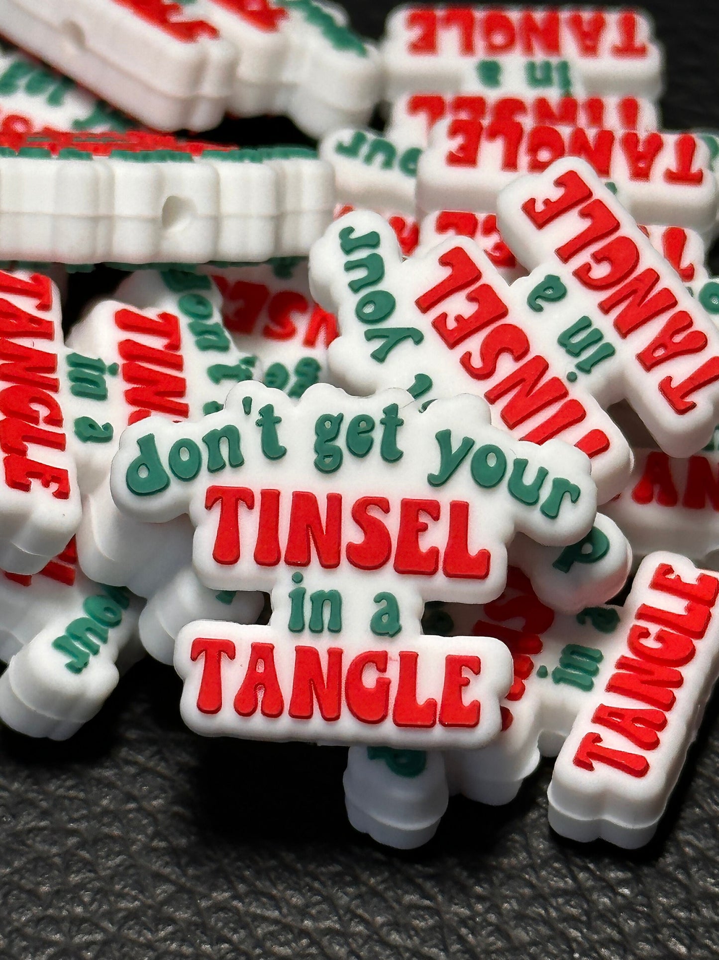 Christmas/ Focal Bead/ beadable pen/ Silicone bead/ keychain bead/ tinsel In a tangle