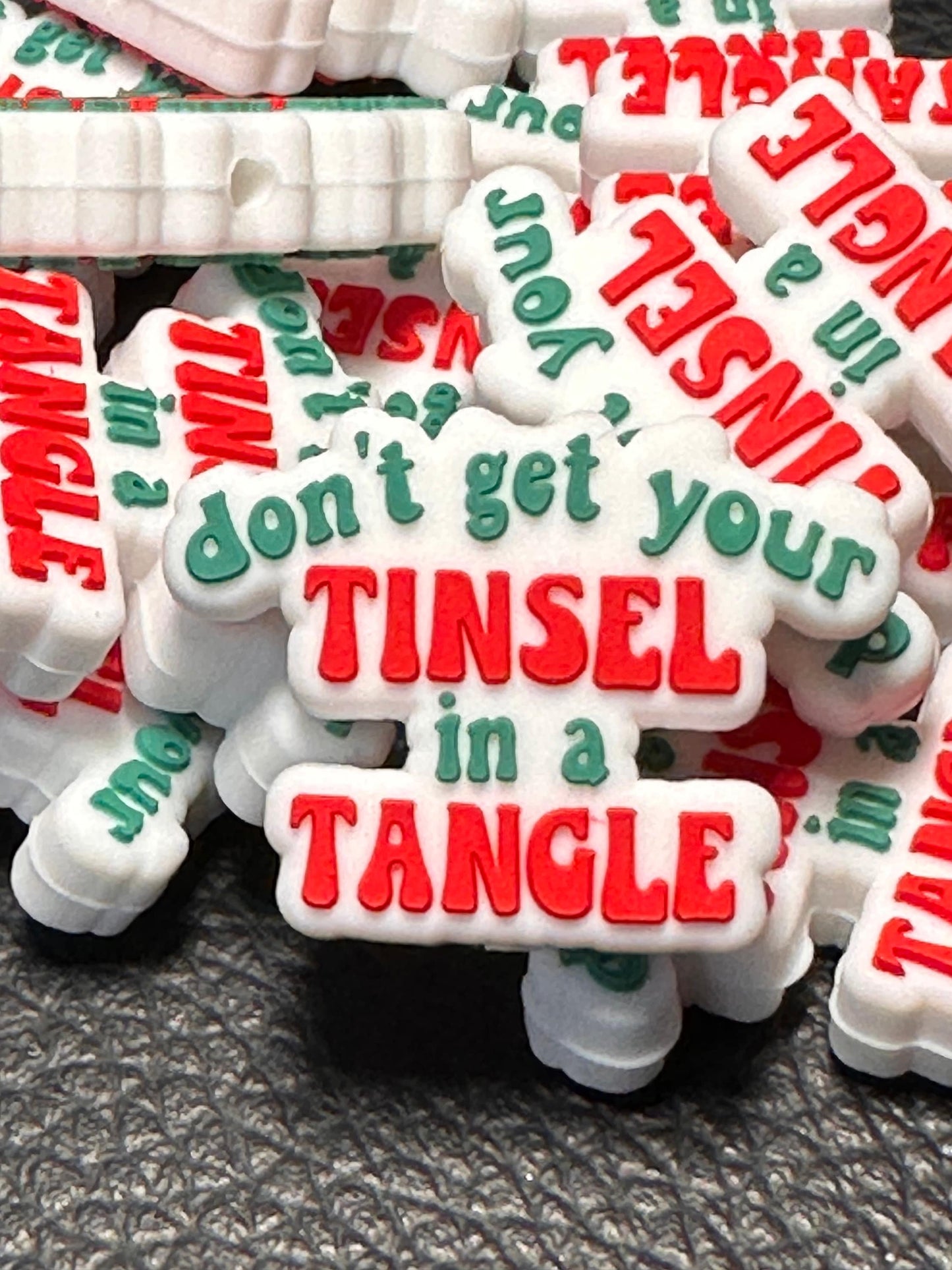 Christmas/ Focal Bead/ beadable pen/ Silicone bead/ keychain bead/ tinsel In a tangle