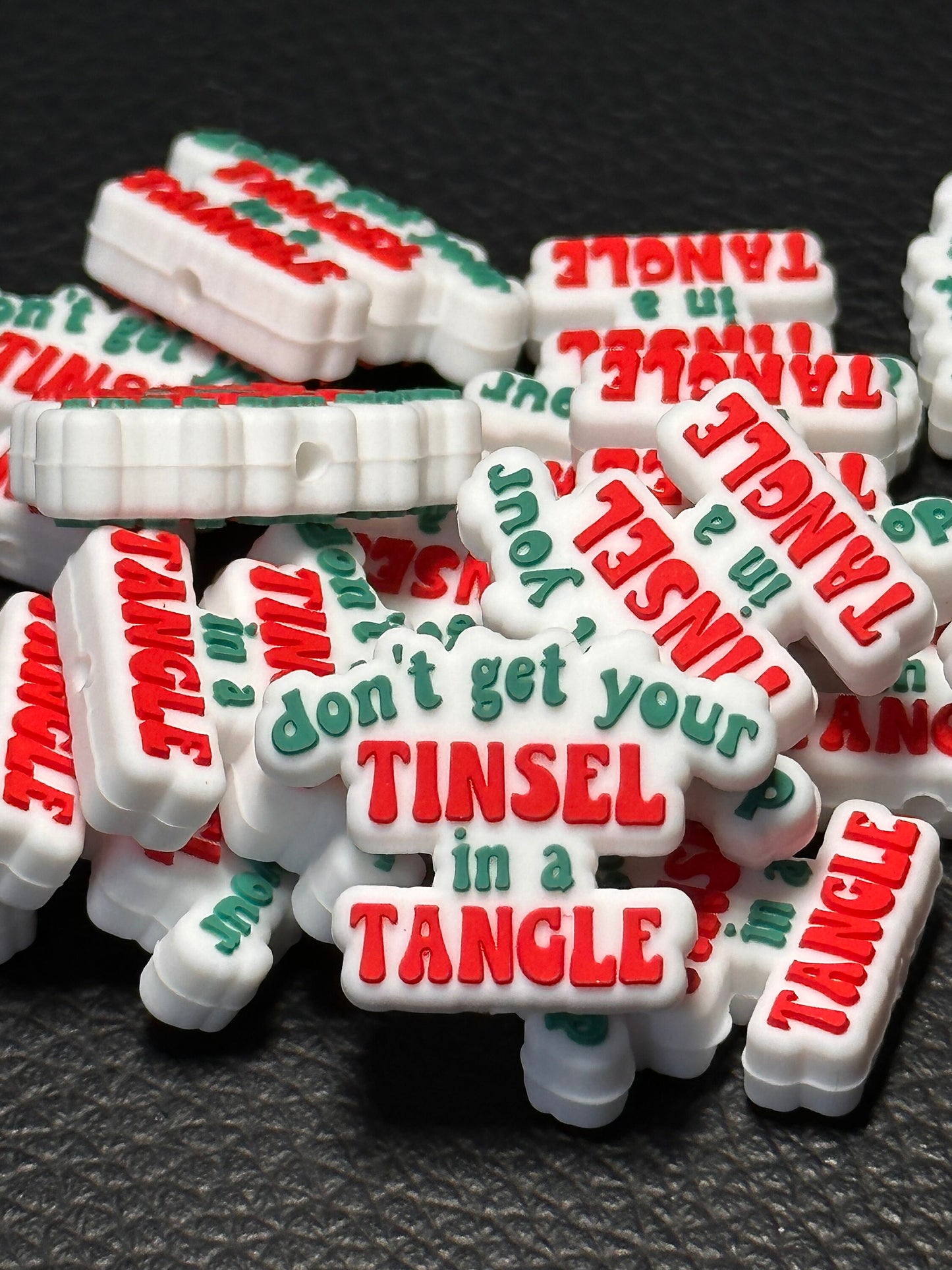 Christmas/ Focal Bead/ beadable pen/ Silicone bead/ keychain bead/ tinsel In a tangle