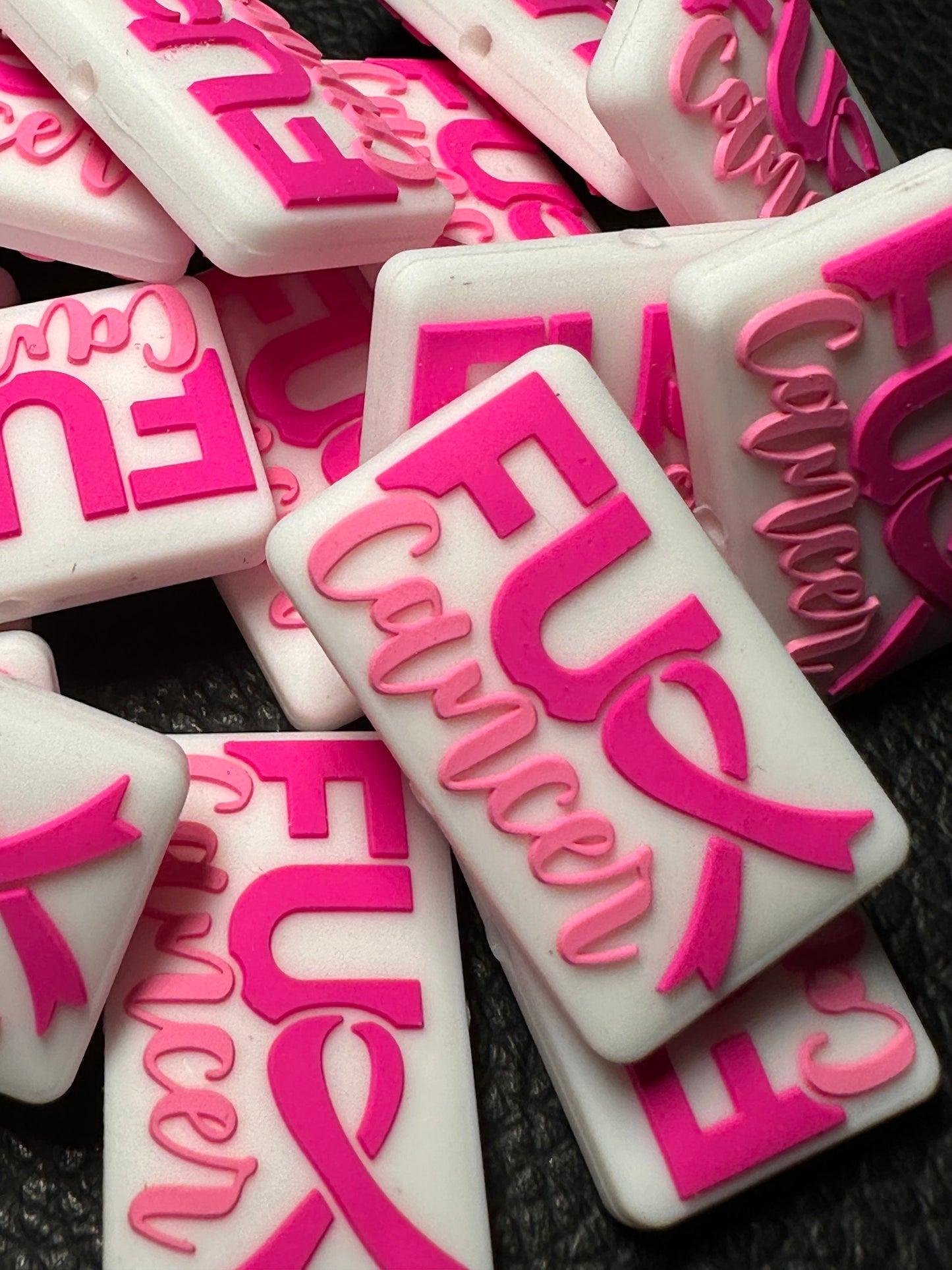 Cancer FU / Focal Bead/ beadable pen/ Silicone bead/ keychain bead/ Pink ribbon/ breast cancer
