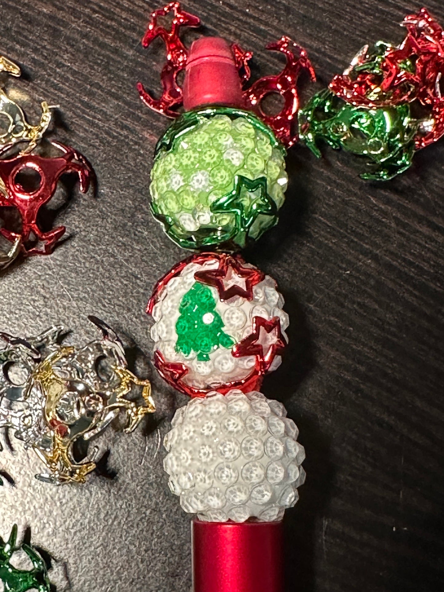 Metallic bead cages/ jewelry Bead/ beadable pen/ keychain bead/fits up to 15mm /plastic/ Ten (10) pieces included-5 sets