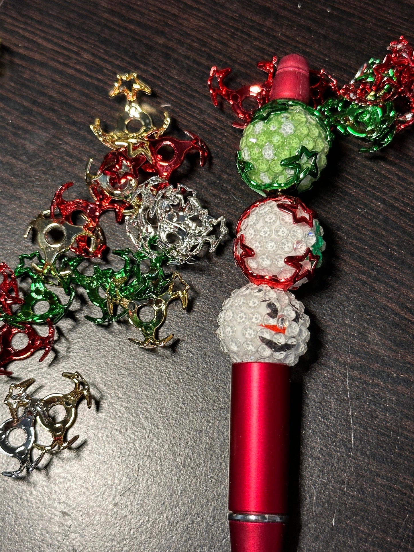 Metallic bead cages/ jewelry Bead/ beadable pen/ keychain bead/fits up to 15mm /plastic/ Ten (10) pieces included-5 sets