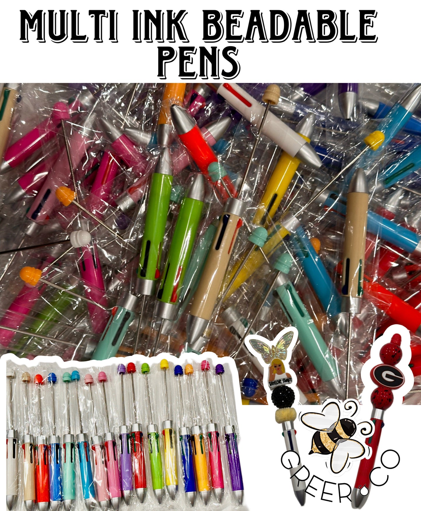 New Style!/ DIY multi-colored ink beadable pens/ craft pens/ nurse/ click pen/ bling pen/ beadable pens/ ink pen/ DIY pen