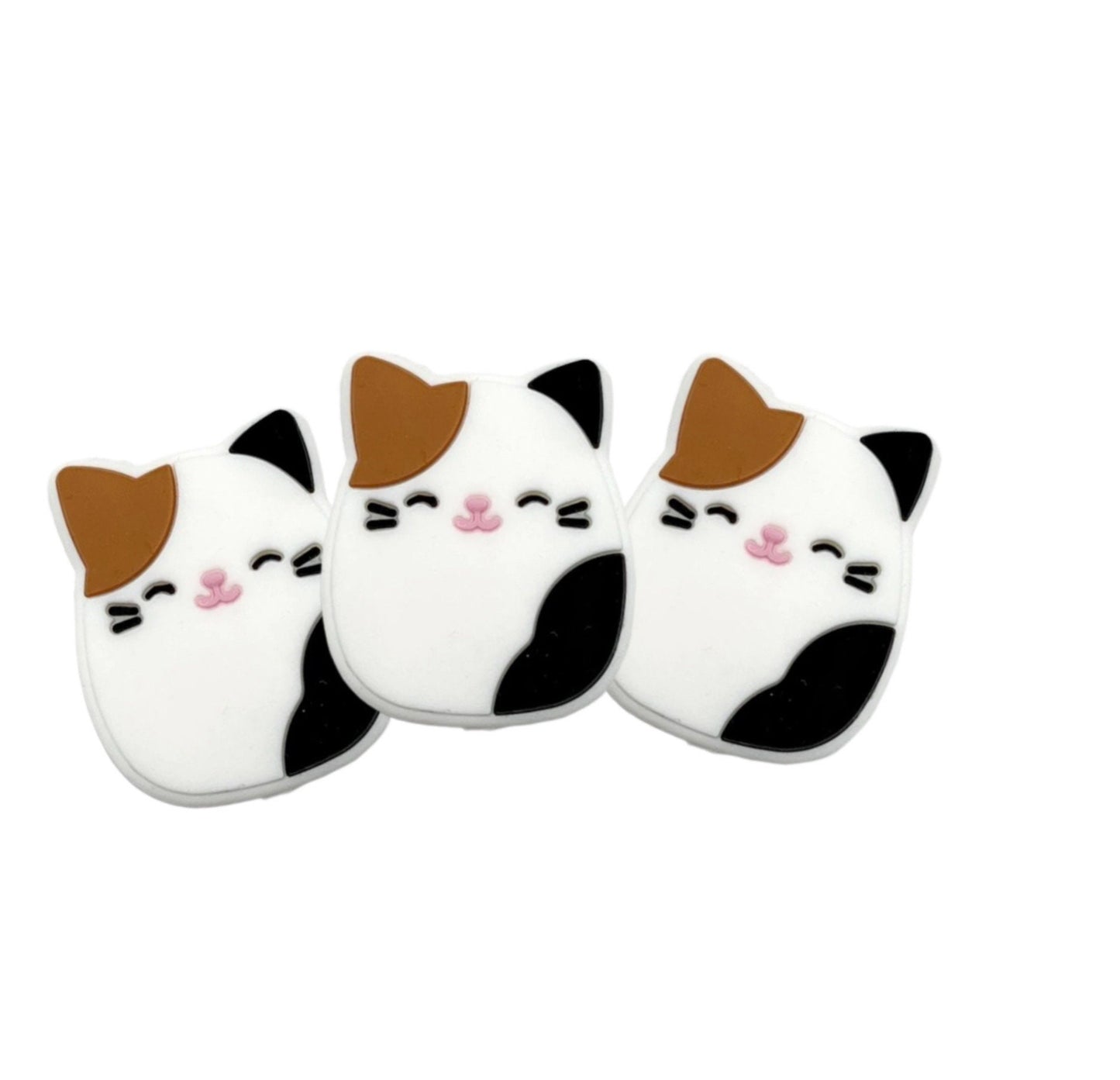 Black and brown squishy cat Focal Bead/ beadable pen/ Silicone bead/ animal/ keychain bead/ kitty