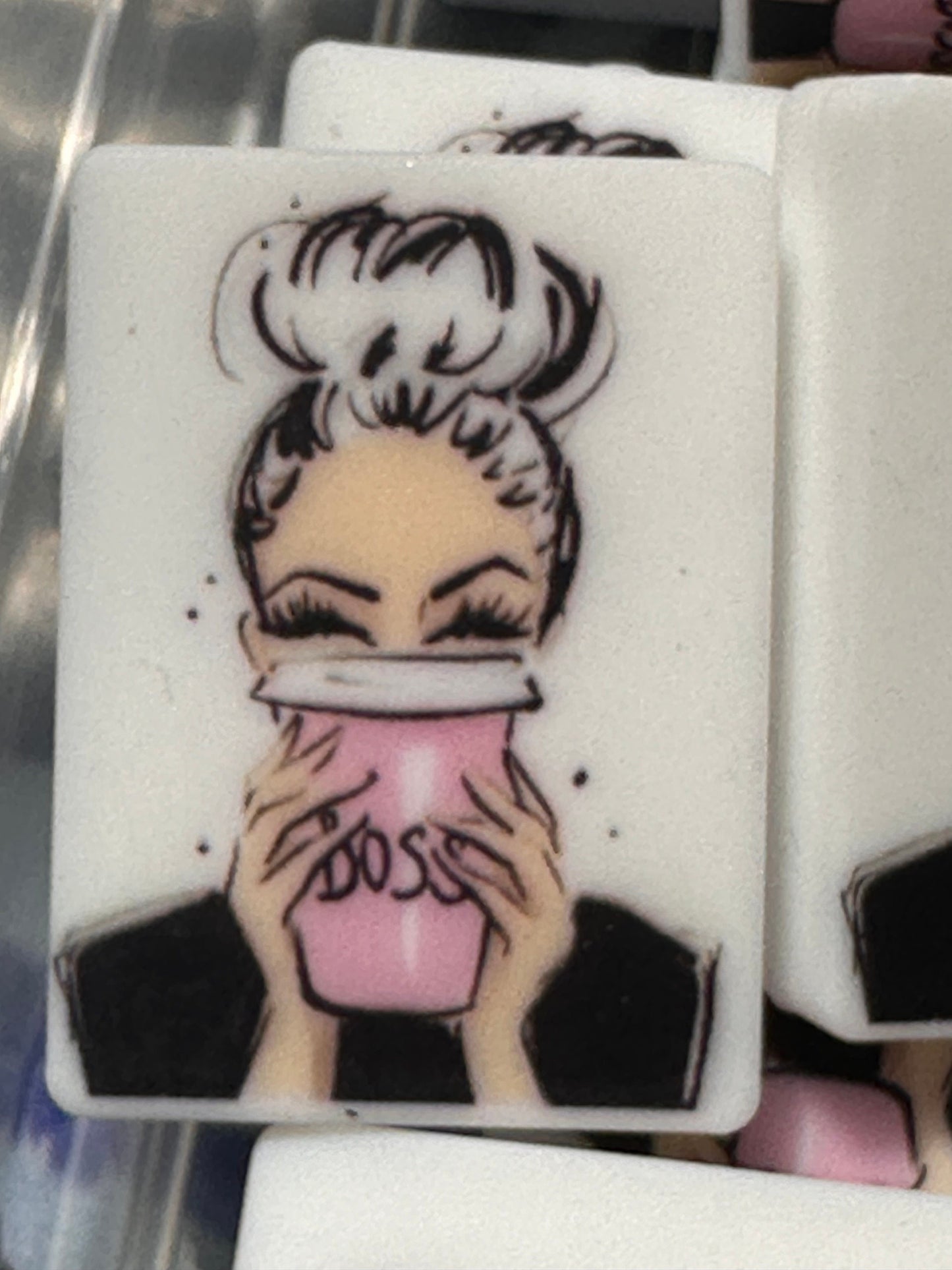 Girl Boss Focal Beads/ beadable pen/ Silicone bead/ keychain bead/perfect for keychains bracelets pens and crafts / DIY/ Boss/ Coffee