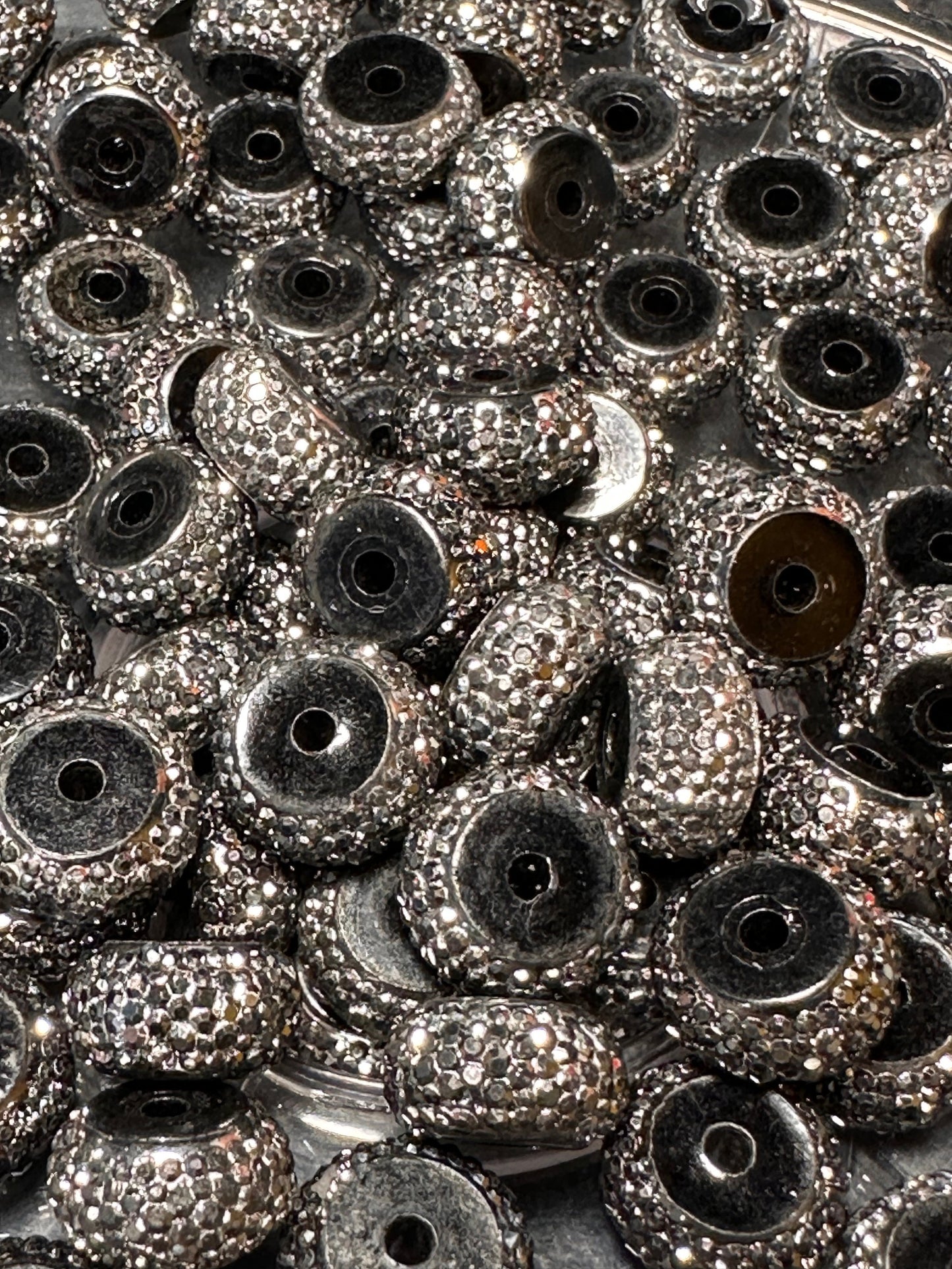 Ten (10) Acrylic black with silver sparkle spacers included/ jewelry Bead/ beadable pen beads/ keychain bead/bead/12mm/