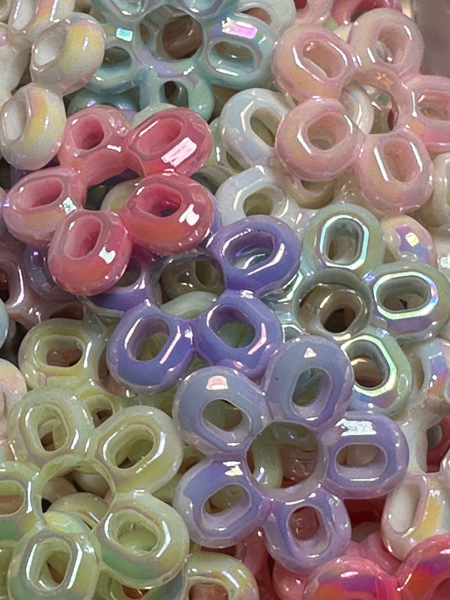 Five (5) Frame flower beads/ Focal Bead/ beadable pen/ Silicone bead/ keychain bead/ delicate/ Pearl pastels
