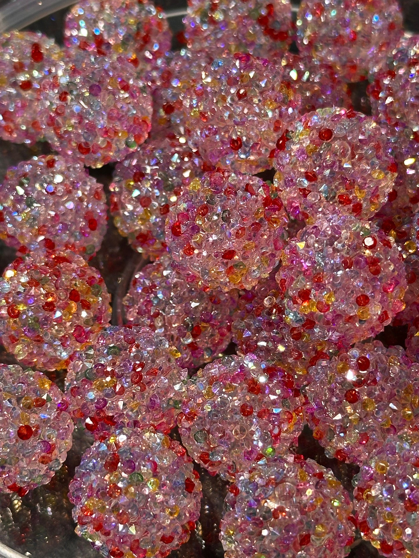 Five (5) acrylic rainbow color sugar beads / sparkle beads/ 20mm beads/ sugar beads/ pen beading beads/ bling beads/ keychain beads/ DIY