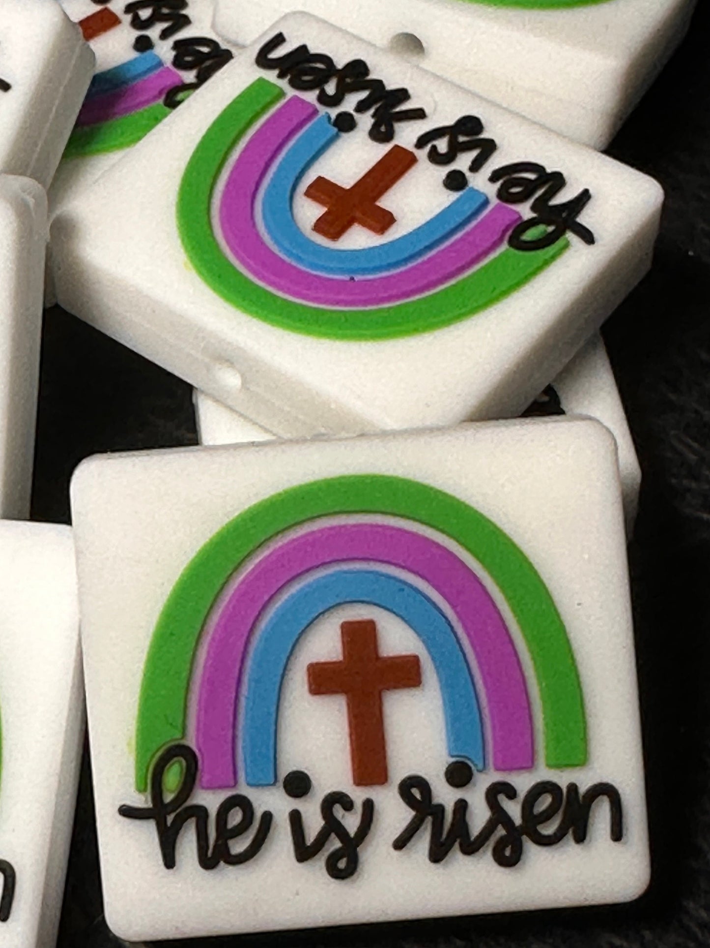 Rainbow Focal Bead/ beadable pen/ Silicone bead/ Jesus/ Easter/ rainbow/cross/he is risen #1